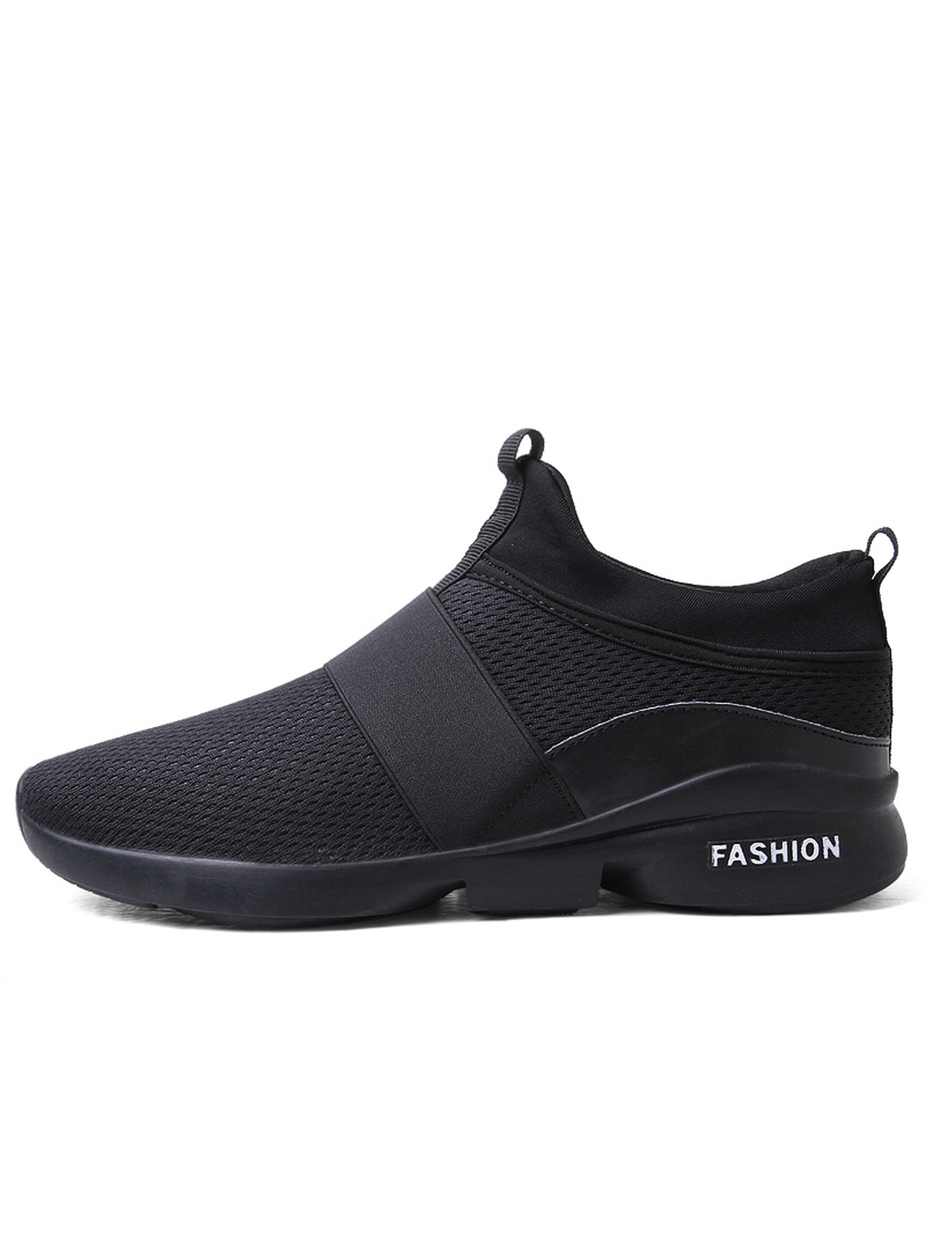 Men Black Slip-On Sports Sneakers