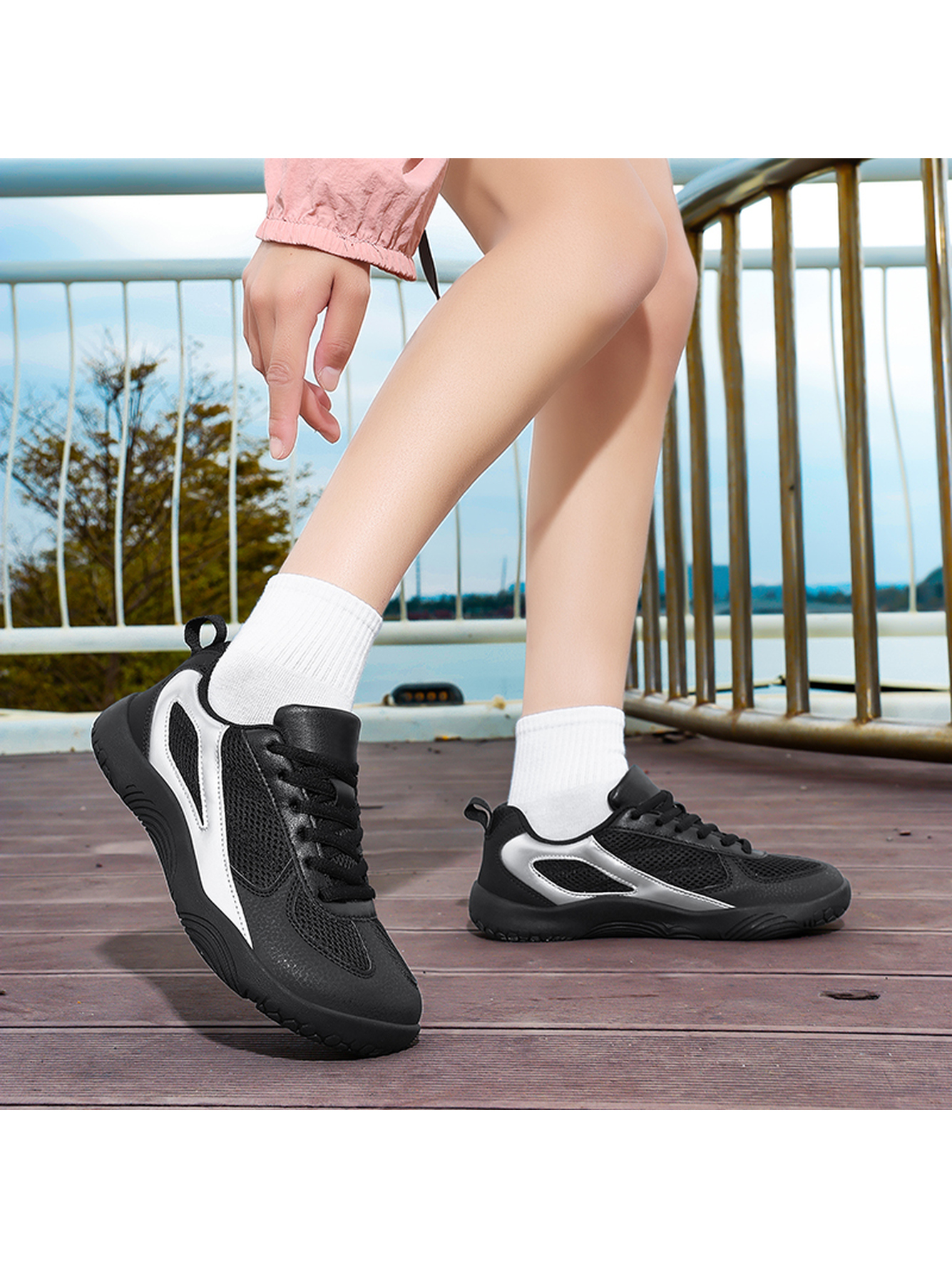 Silver Accent Sports Sneakers