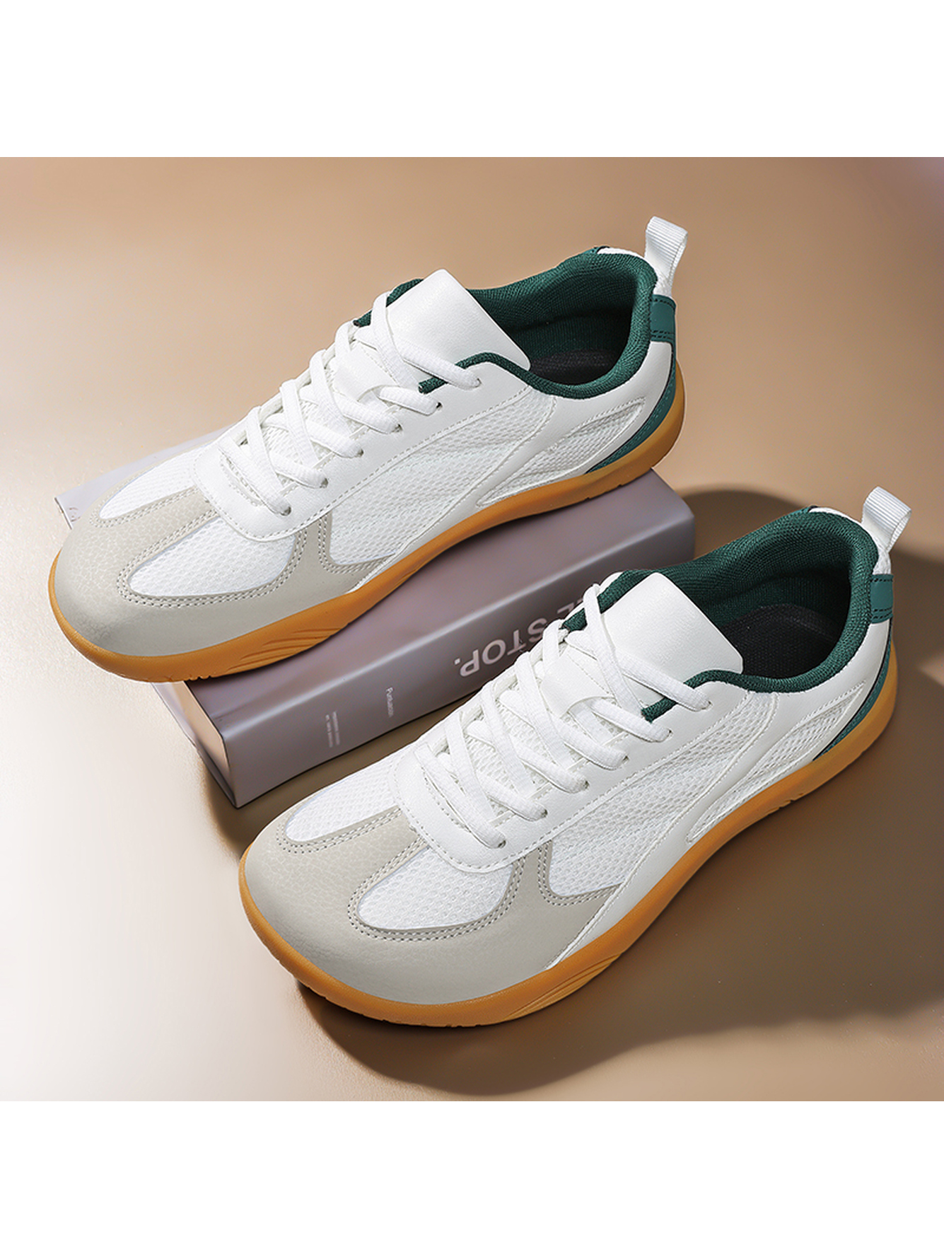 White Lightweight Lace-Up Sports Sneakers