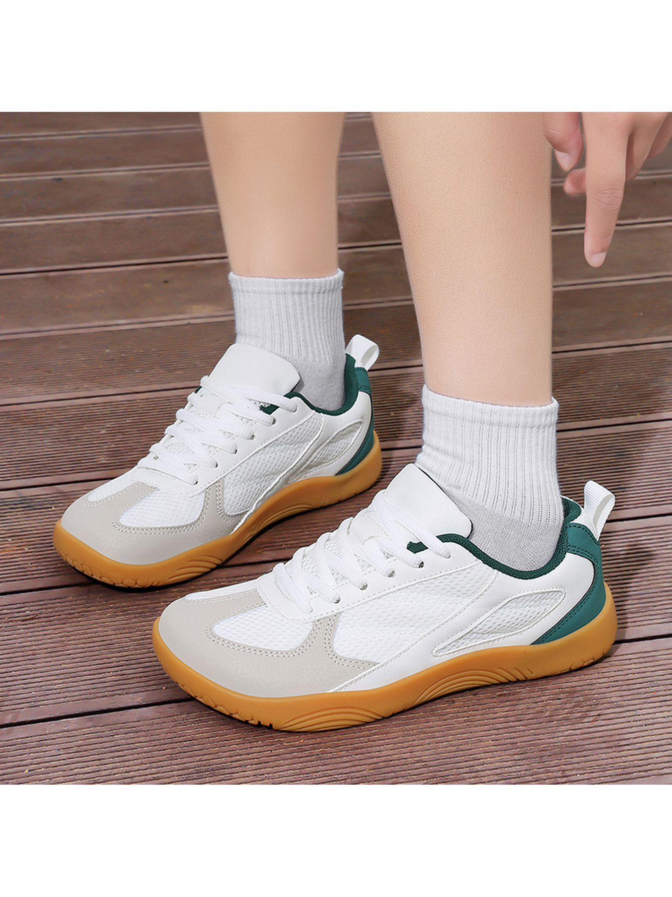 White Lightweight Lace-Up Sports Sneakers