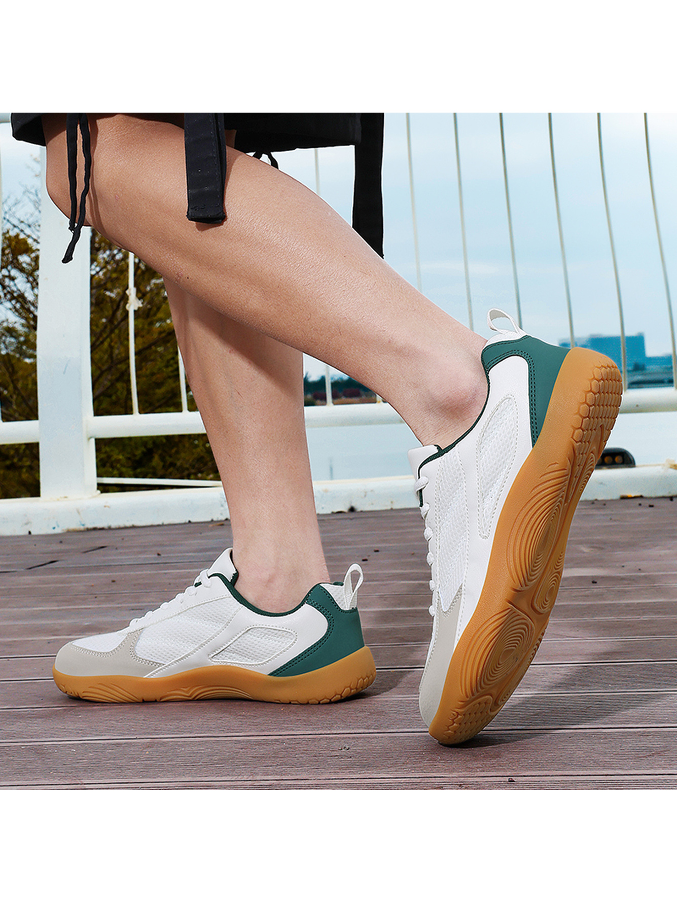 White Lightweight Lace-Up Sports Sneakers