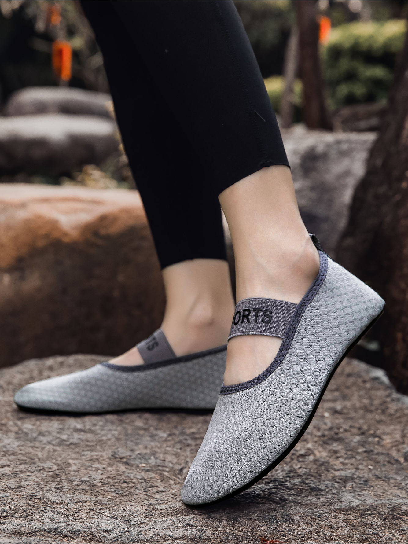 Grey Hexagon Knit Sports Water Shoes