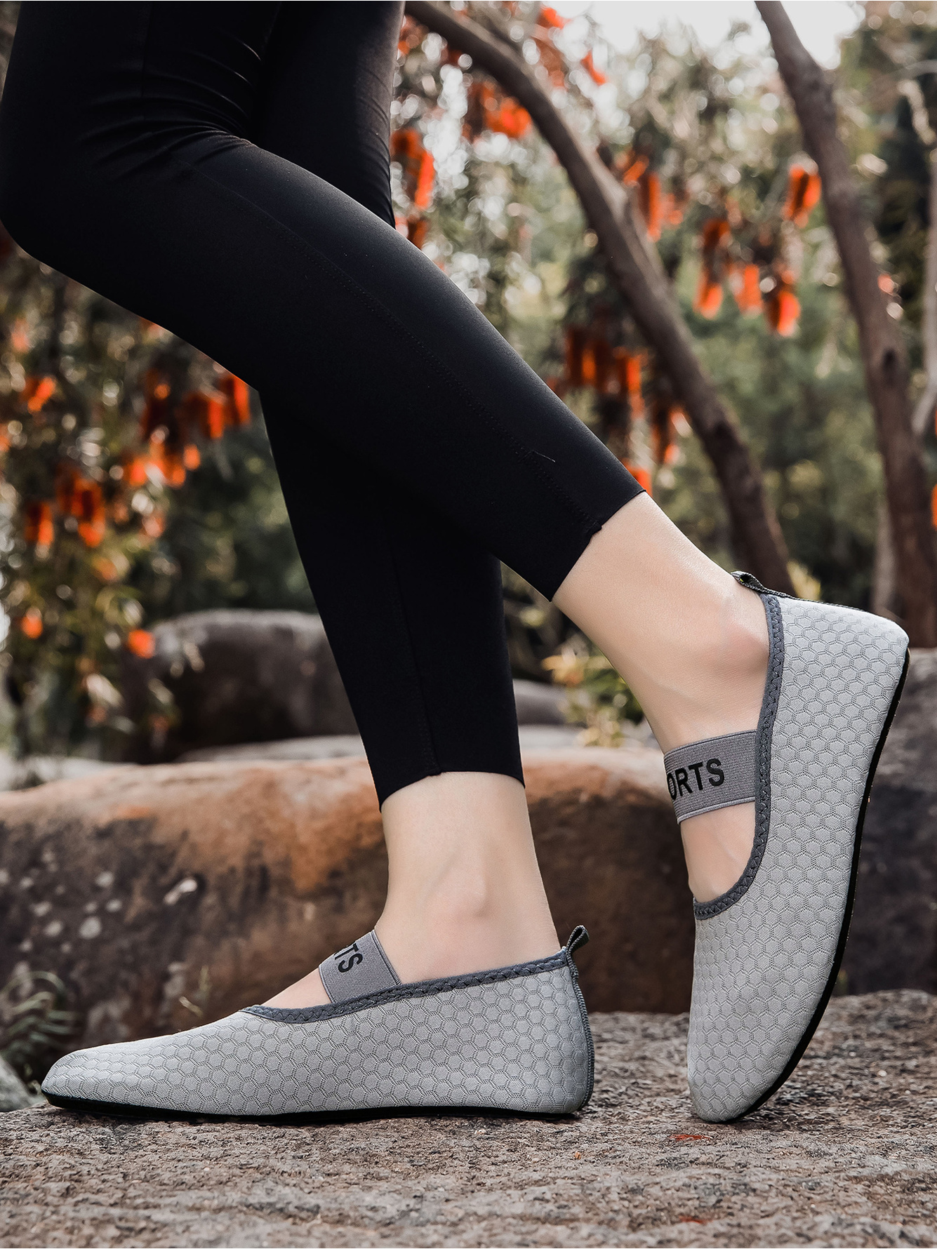 Grey Hexagon Knit Sports Water Shoes