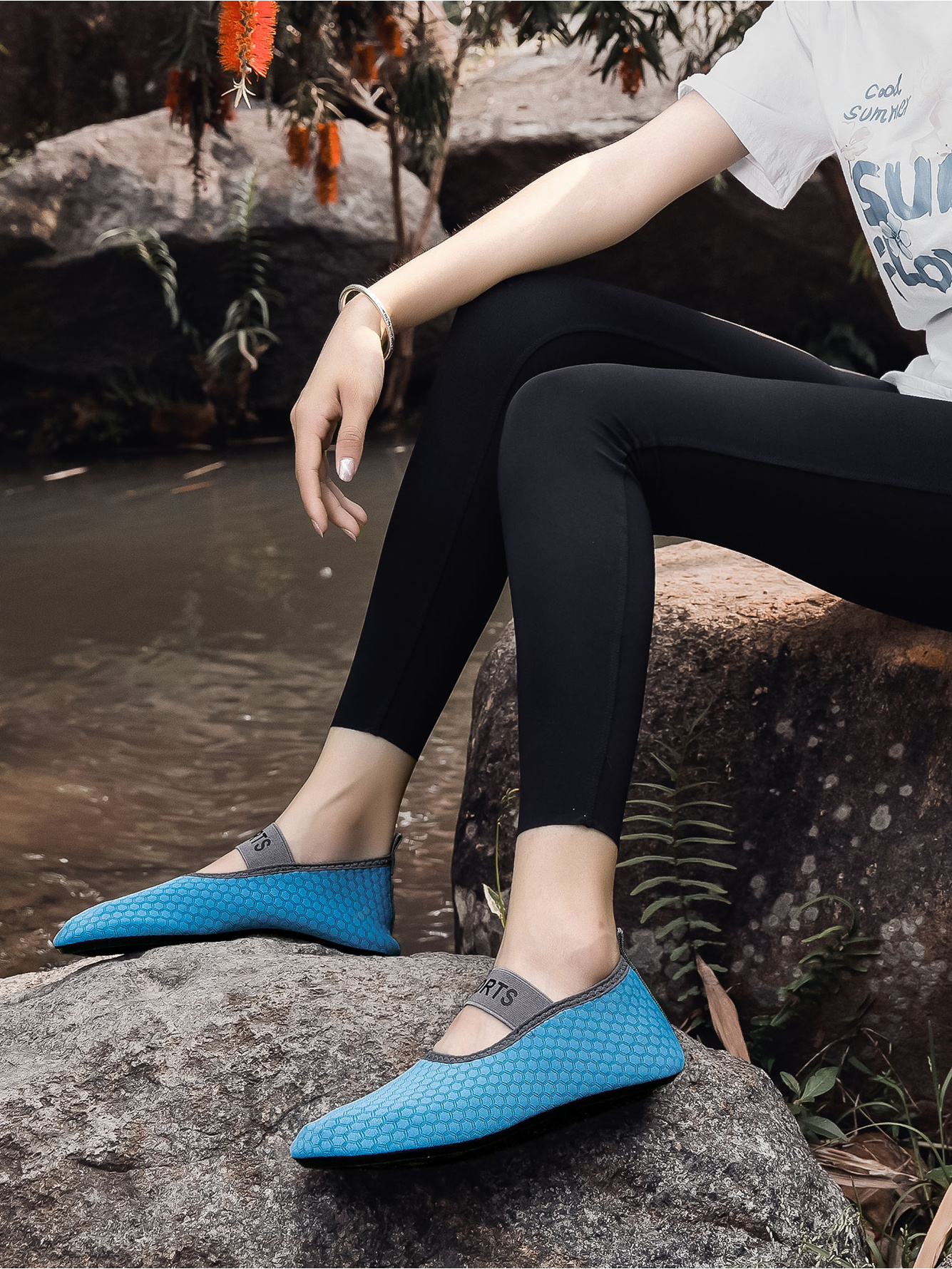 Aqua Blue Honeycomb Sports Water Shoes