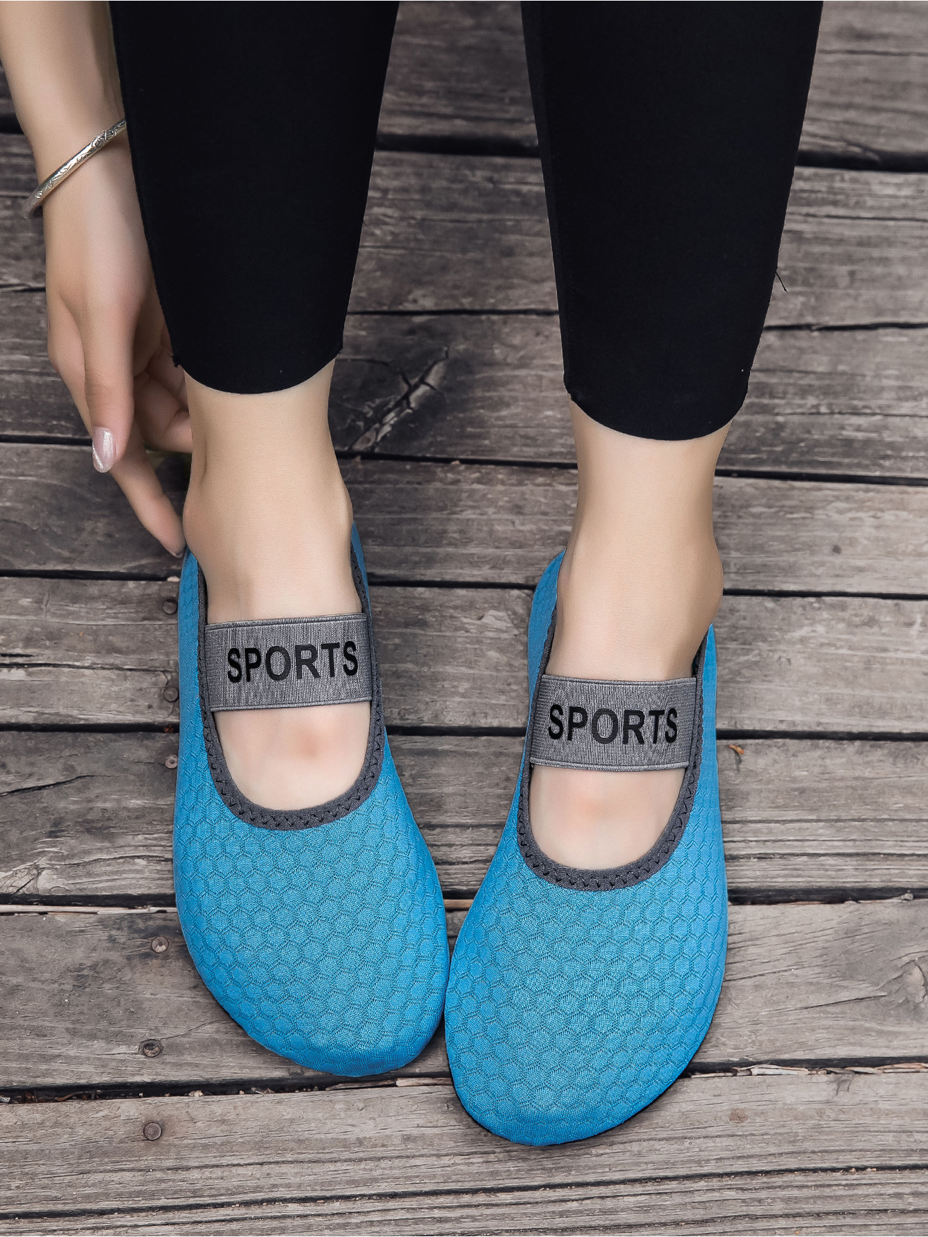 Aqua Blue Honeycomb Sports Water Shoes