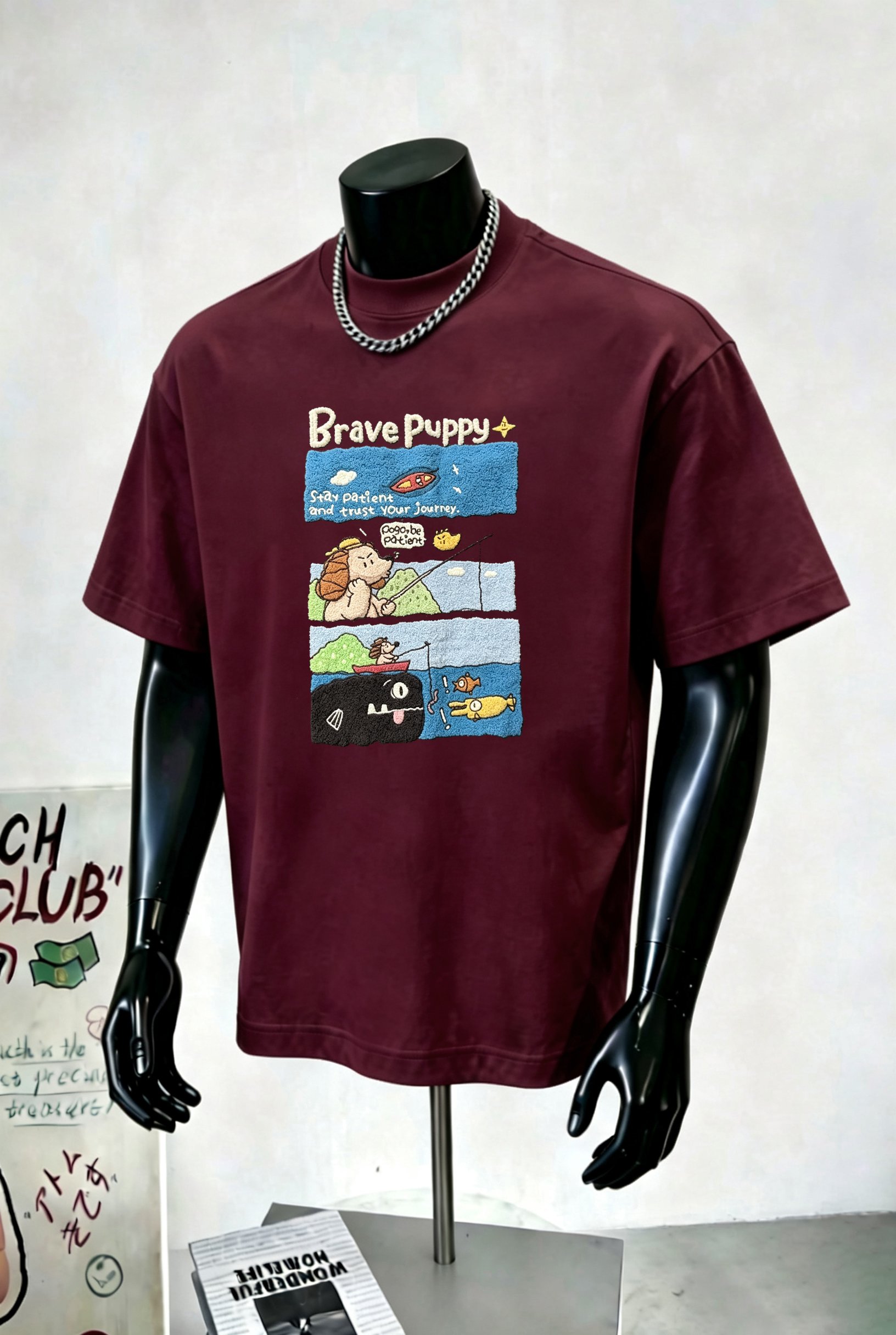 Maroon Graphic Round Neck Regular T-Shirt