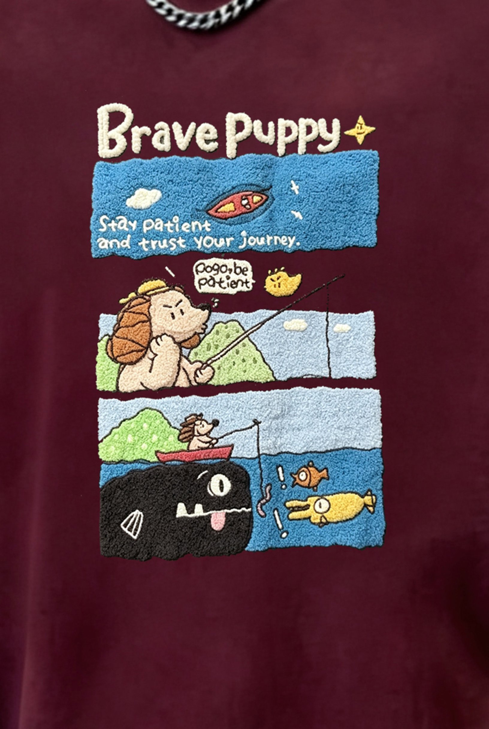 Maroon Graphic Round Neck Regular T-Shirt