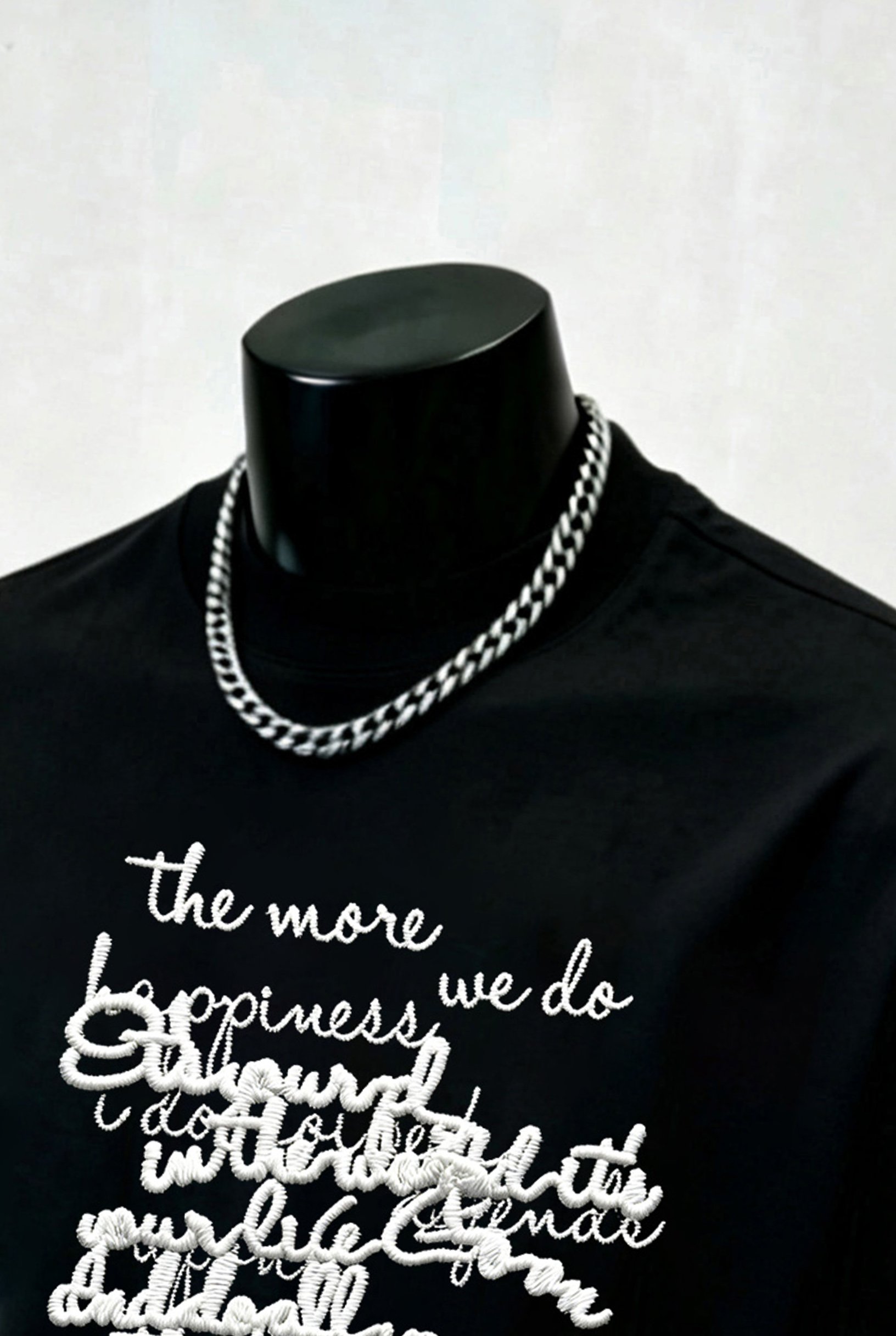 Black Graphic Round Neck Loose Fit T-Shirt