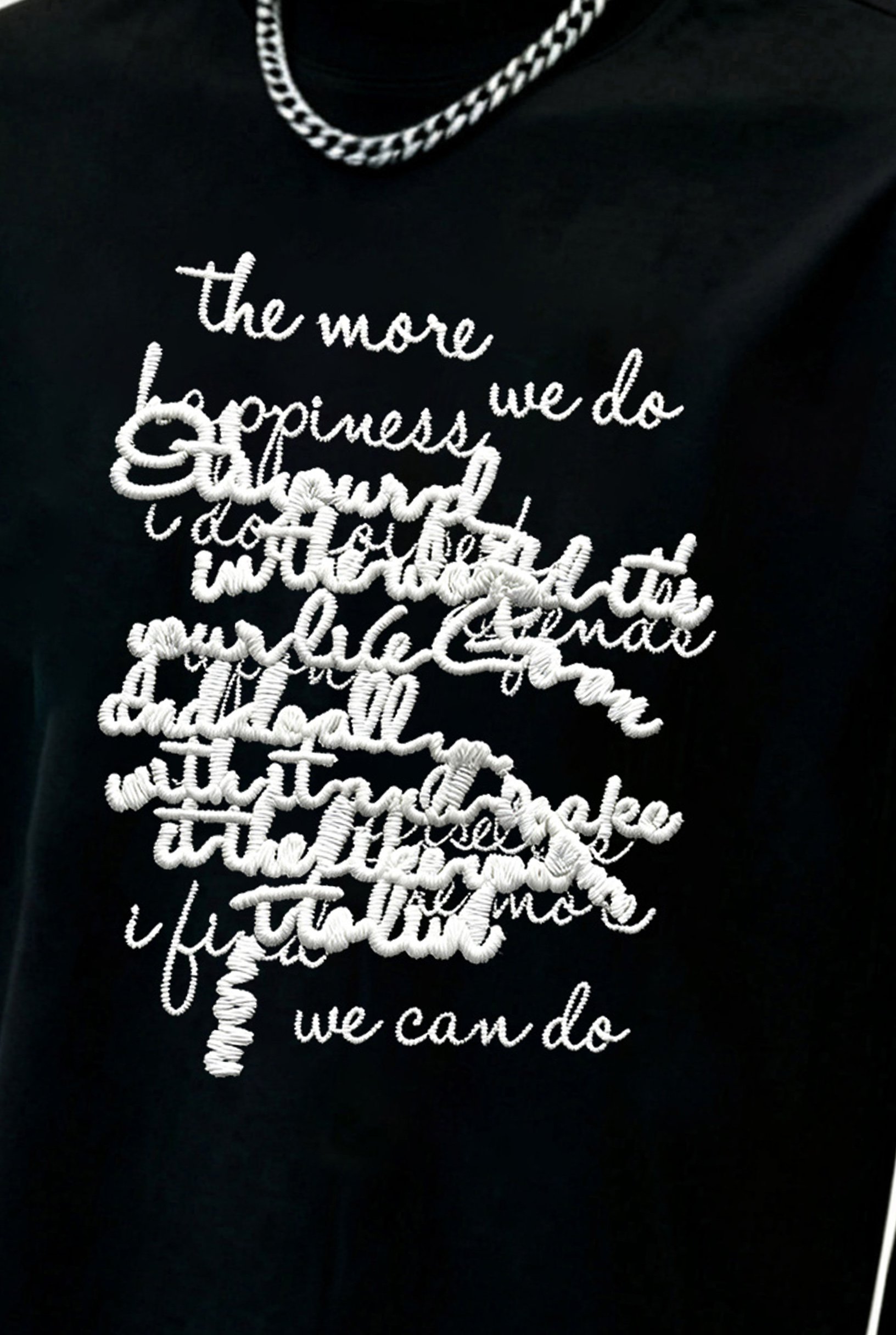 Black Graphic Round Neck Loose Fit T-Shirt