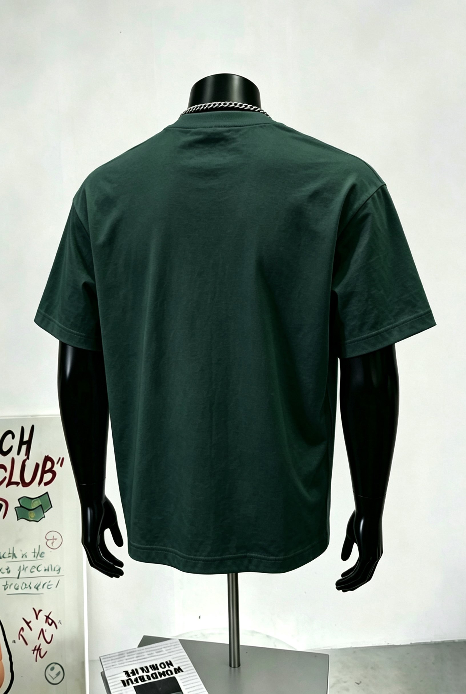 Dark Green Logo Round Neck Regular T-Shirt