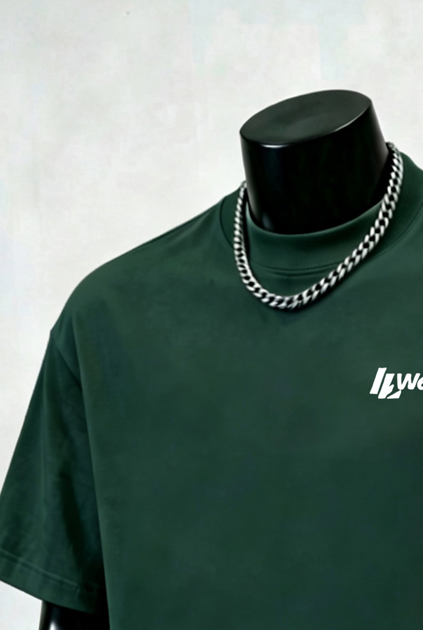Dark Green Logo Round Neck Regular T-Shirt
