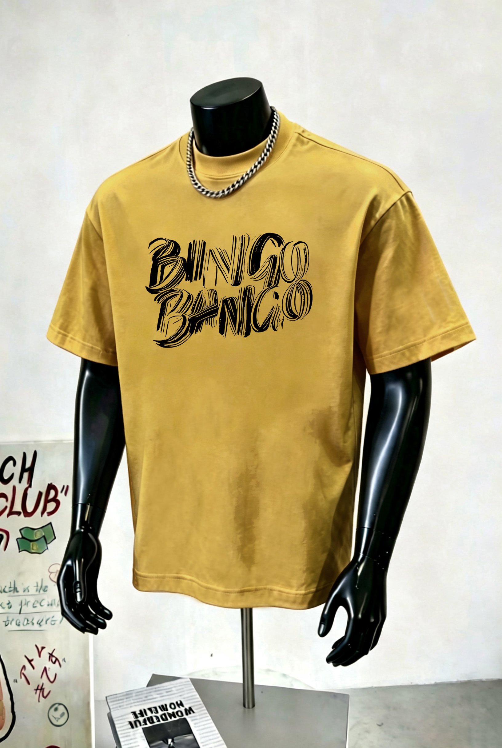 Yellow Graphic Round Neck Loose Fit T-Shirt