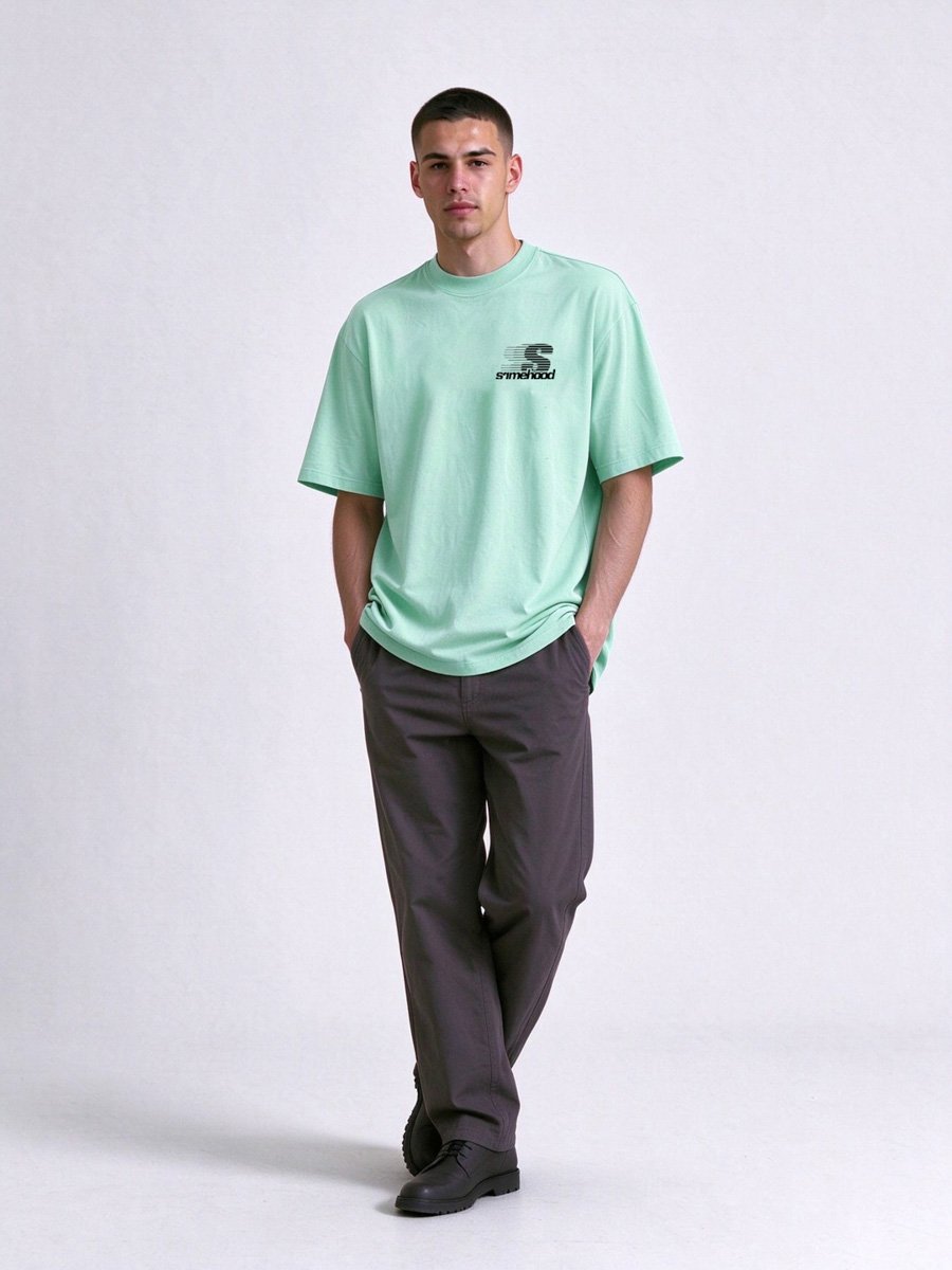 Men Casual Teal Knitted T-Shirt