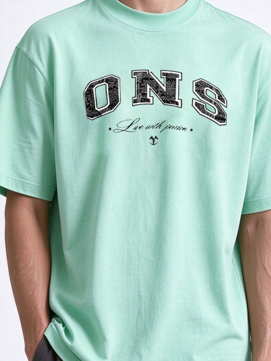 Men Teal Knitted Round-Neck T-Shirt