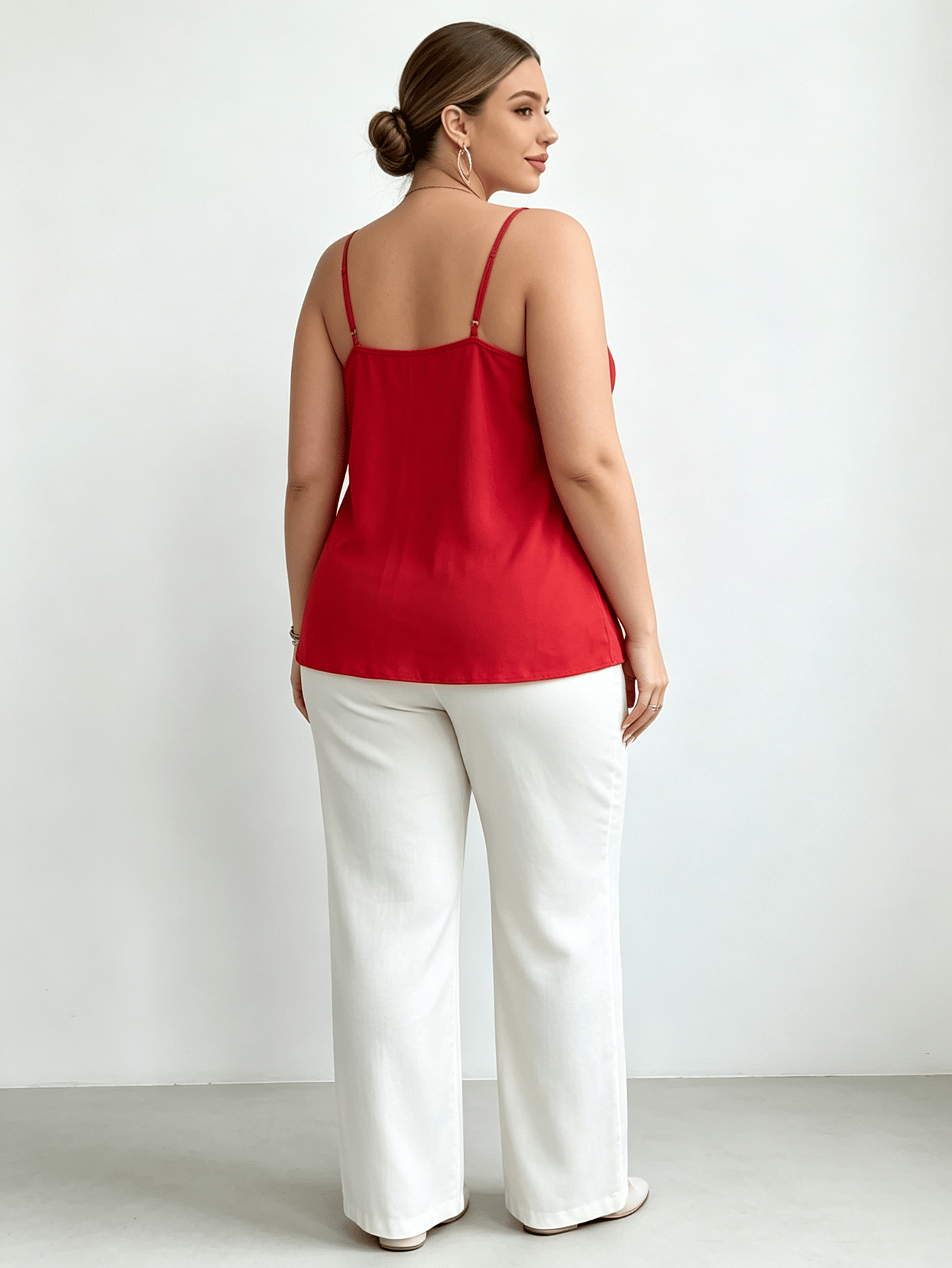 Plus Size Red Solid Strappy Cami Top