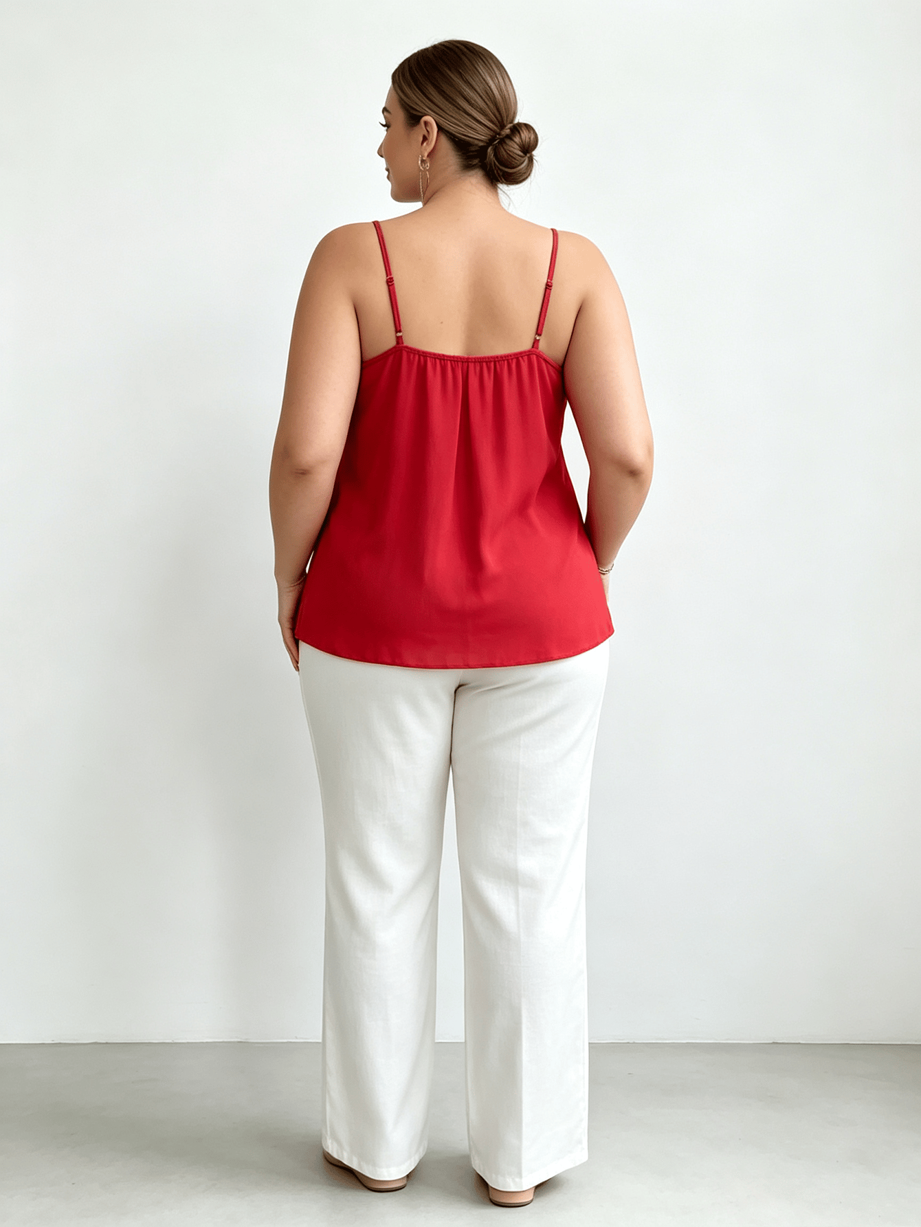 Plus Size Red Solid Strappy Cami Top