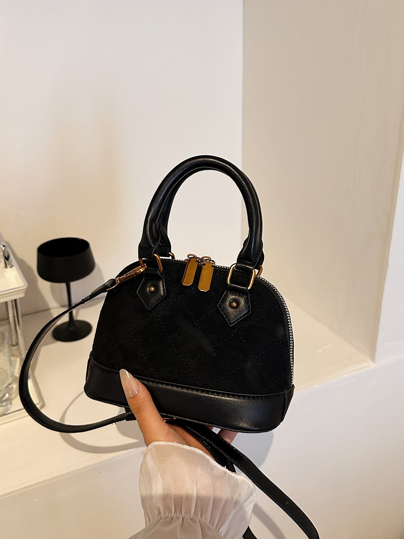 Black Quilted Crossbody Bag