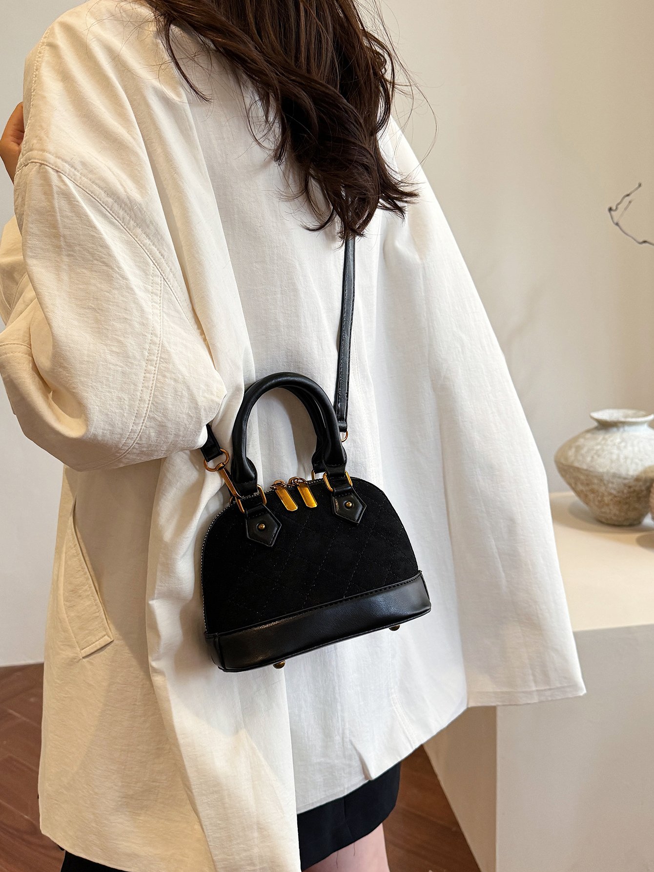 Black Quilted Crossbody Bag