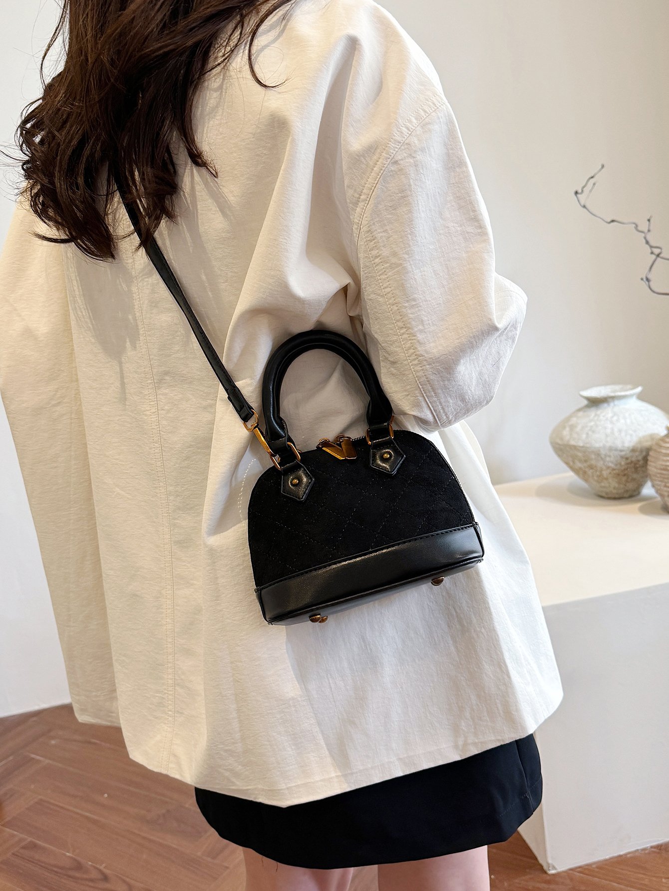 Black Quilted Crossbody Bag