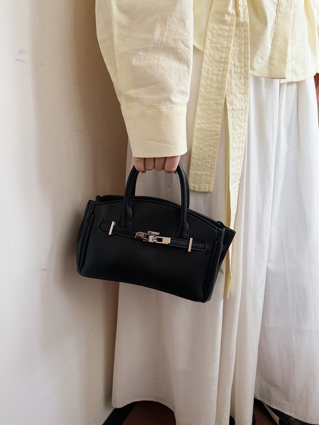 Black Mini Crossbody Bag with Top Handle