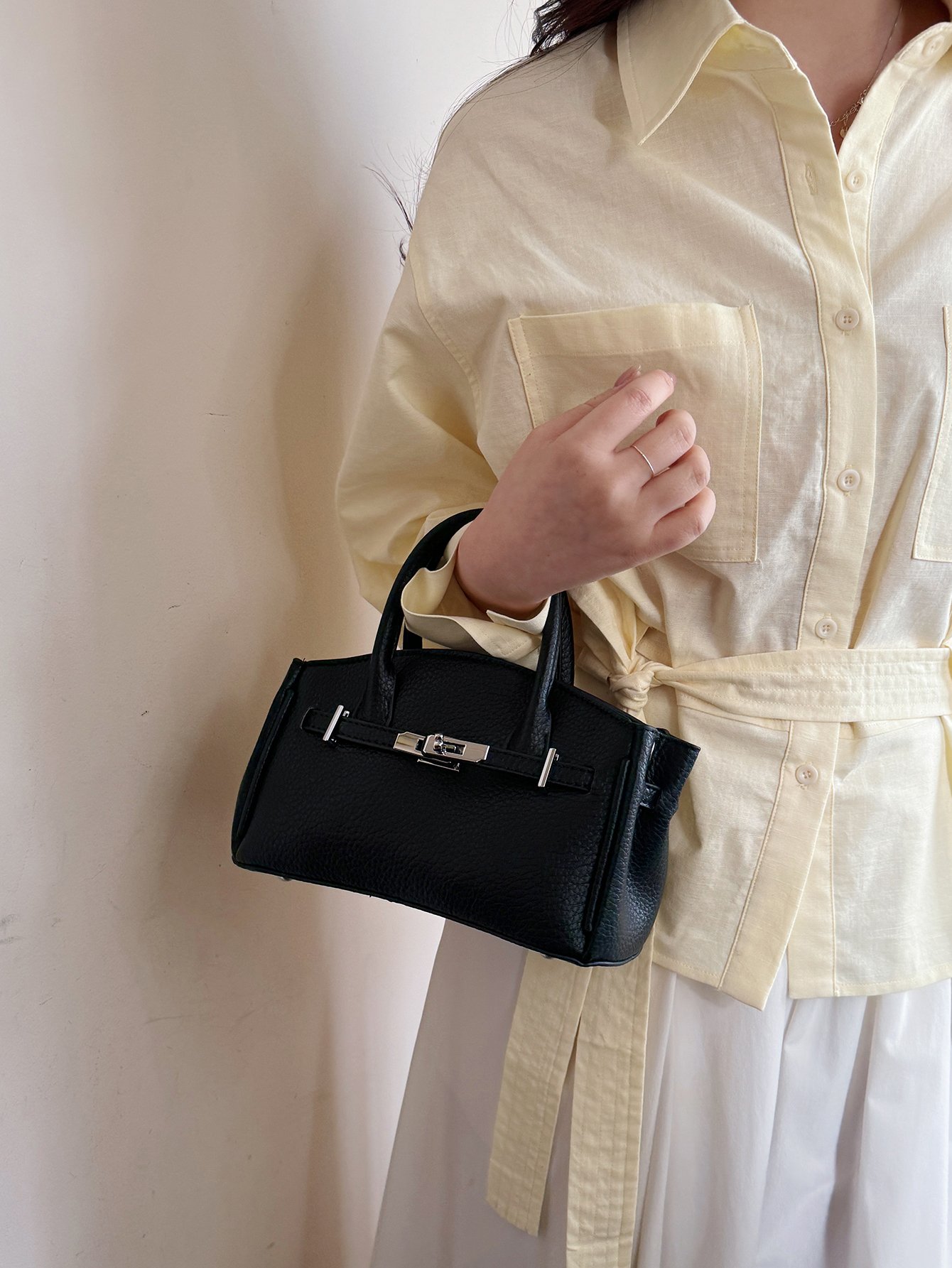 Black Mini Crossbody Bag with Top Handle
