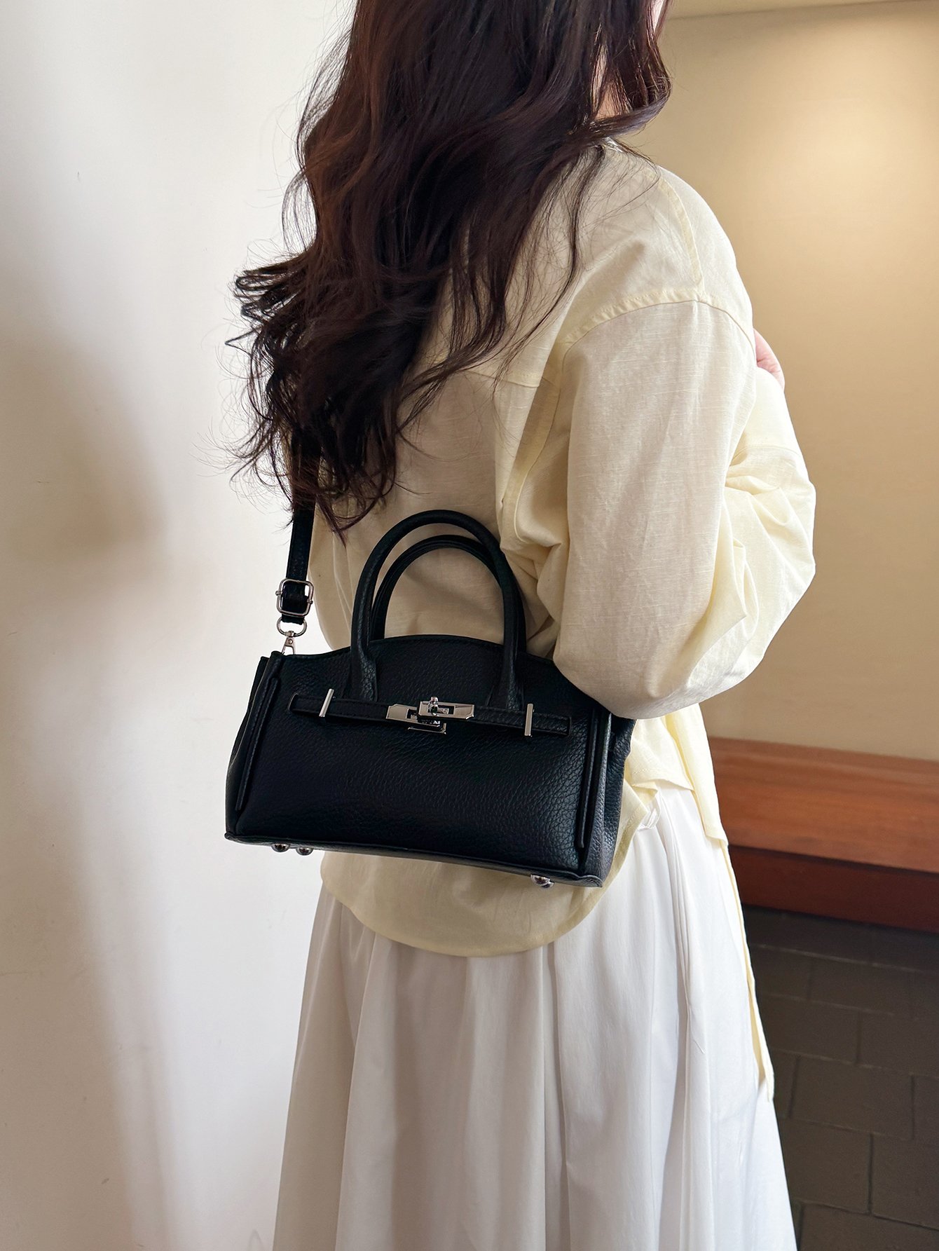 Black Mini Crossbody Bag with Top Handle