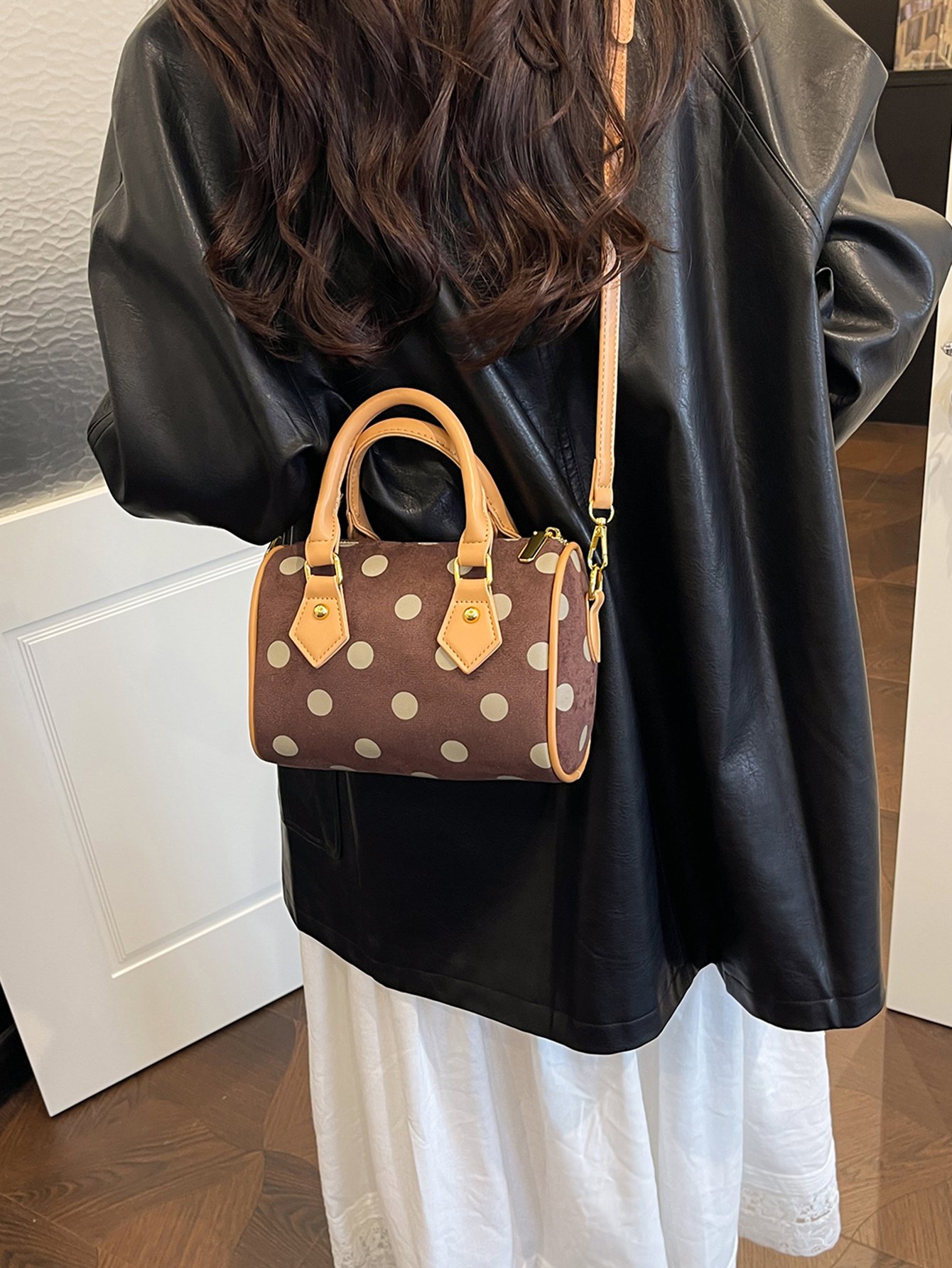 Brown Polka Dot Crossbody Bag
