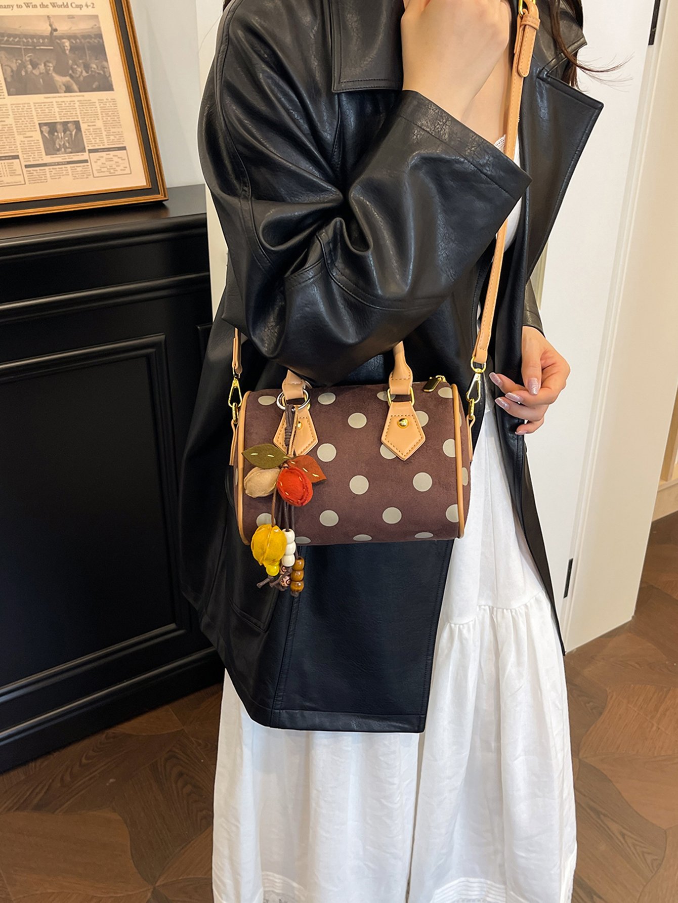 Brown Polka Dot Crossbody Bag