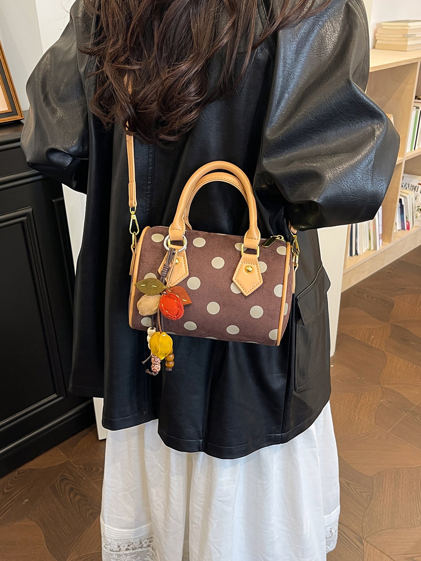 Brown Polka Dot Crossbody Bag