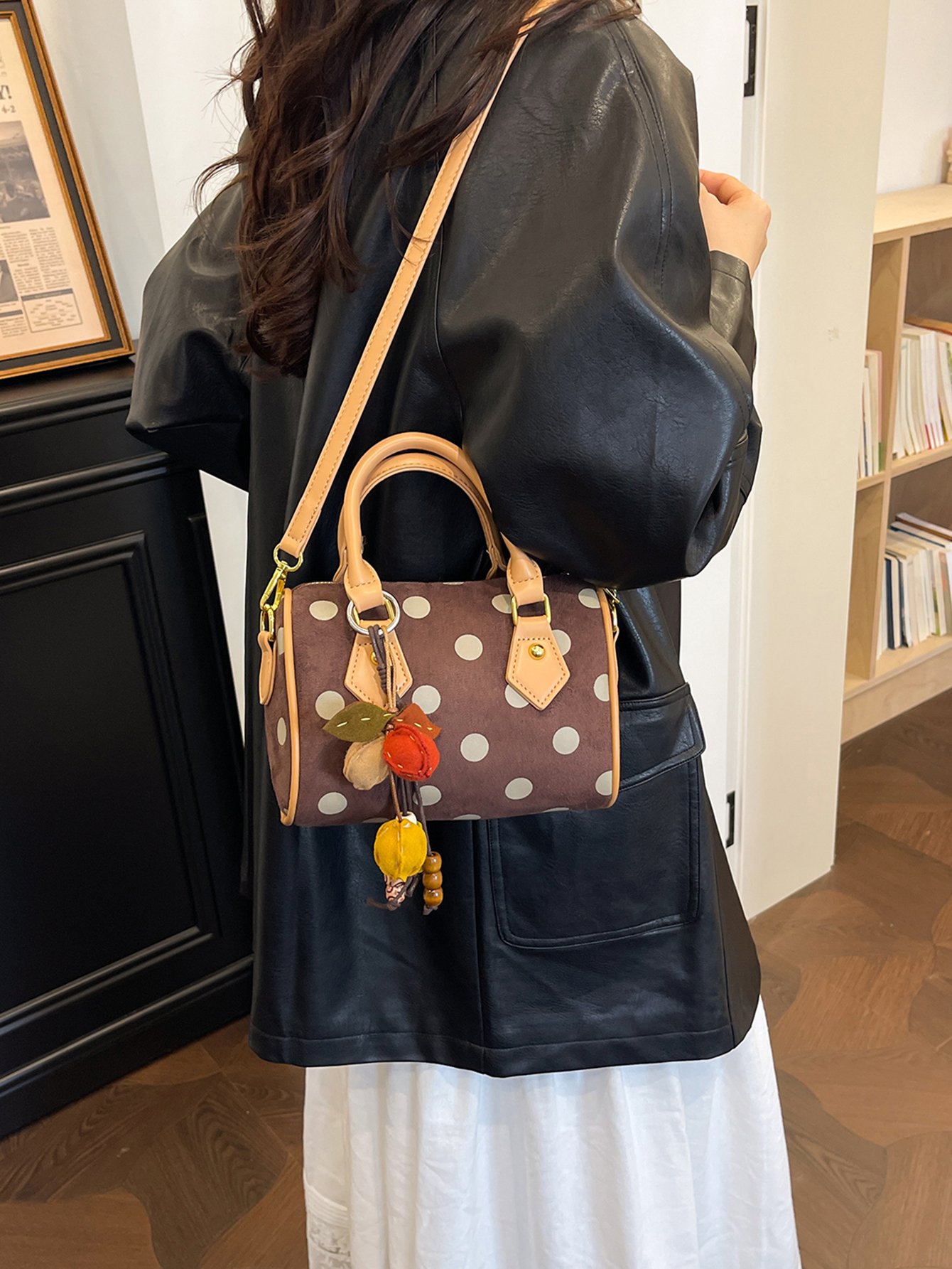 Brown Polka Dot Crossbody Bag