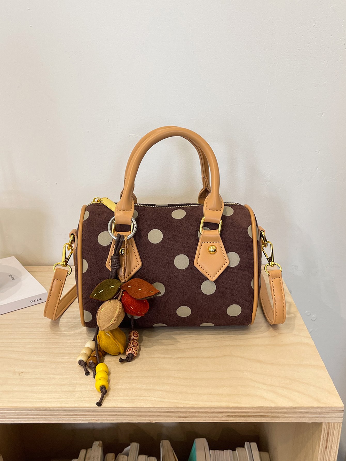 Brown Polka Dot Crossbody Bag