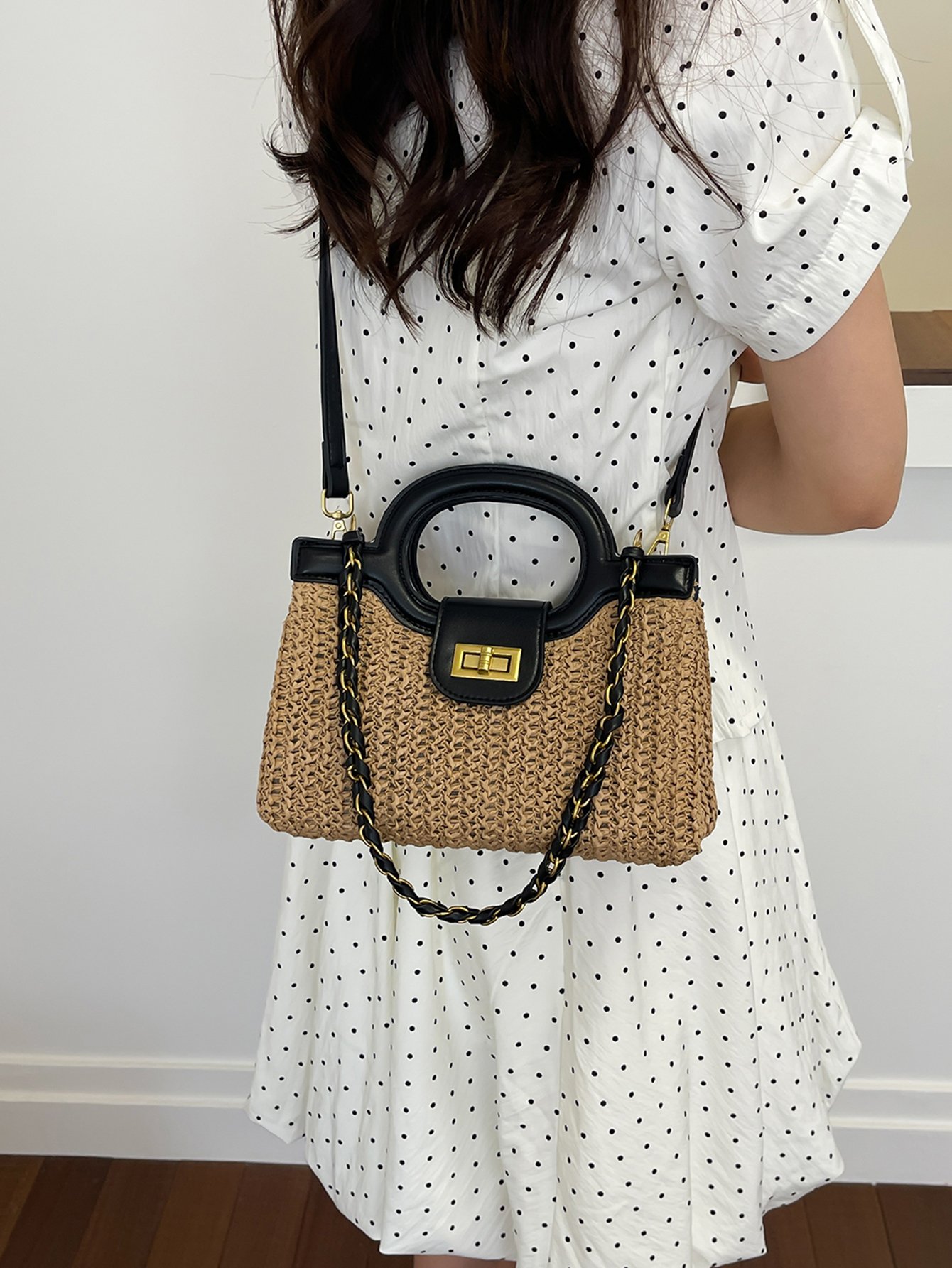 Textured Crossbody Bag with Chain Strap