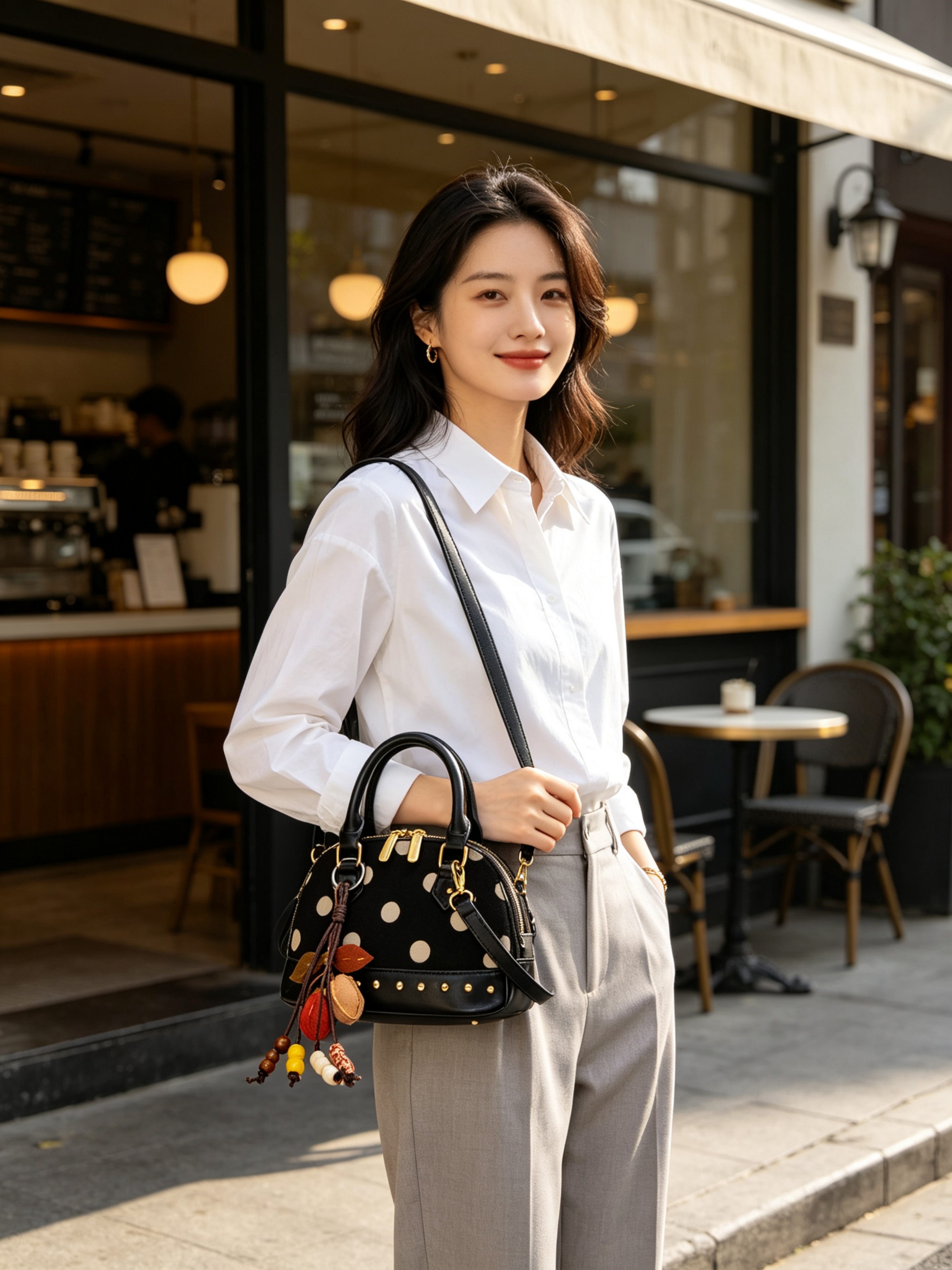 Black Polka Dot Crossbody Bag