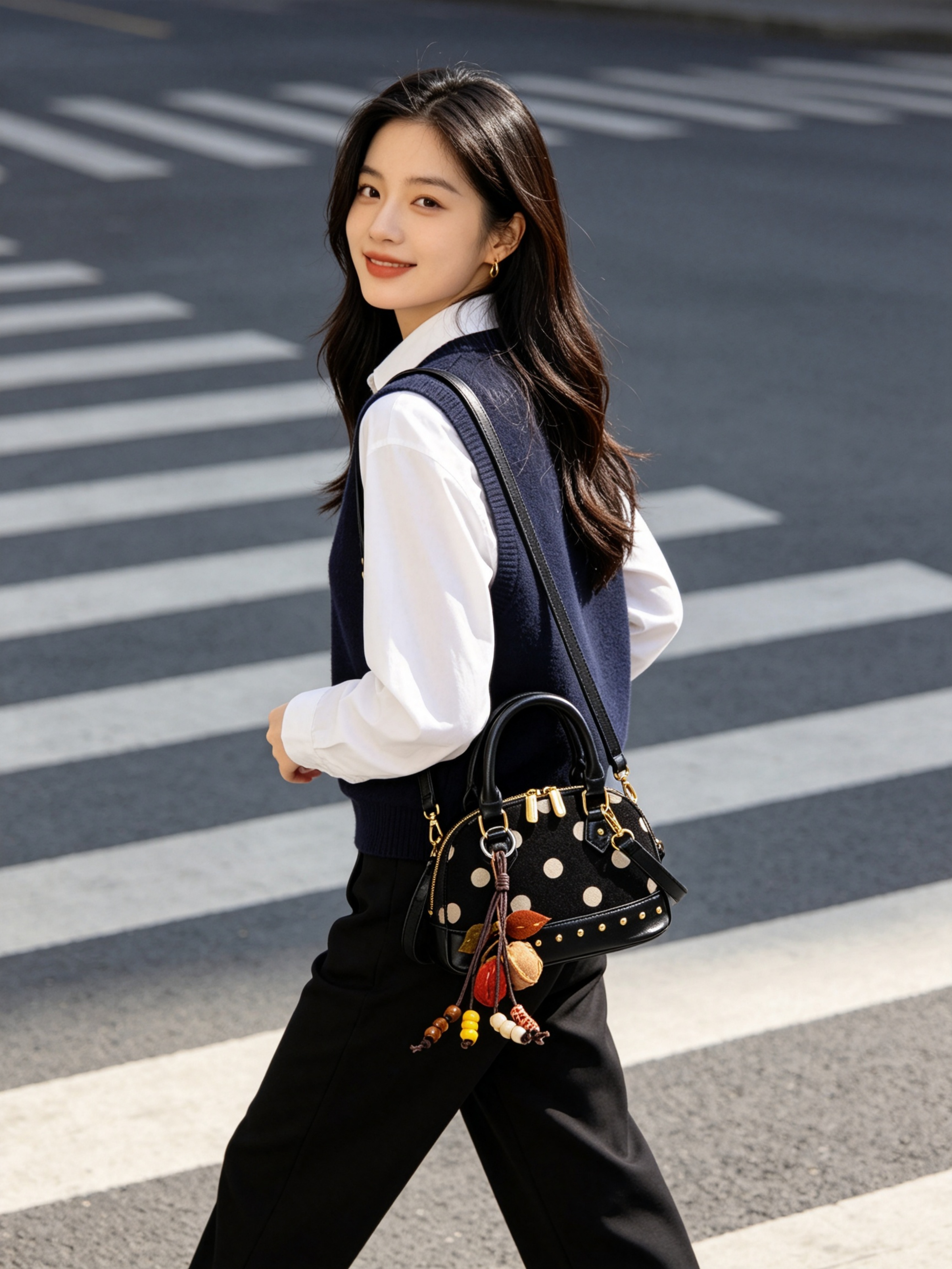 Black Polka Dot Crossbody Bag