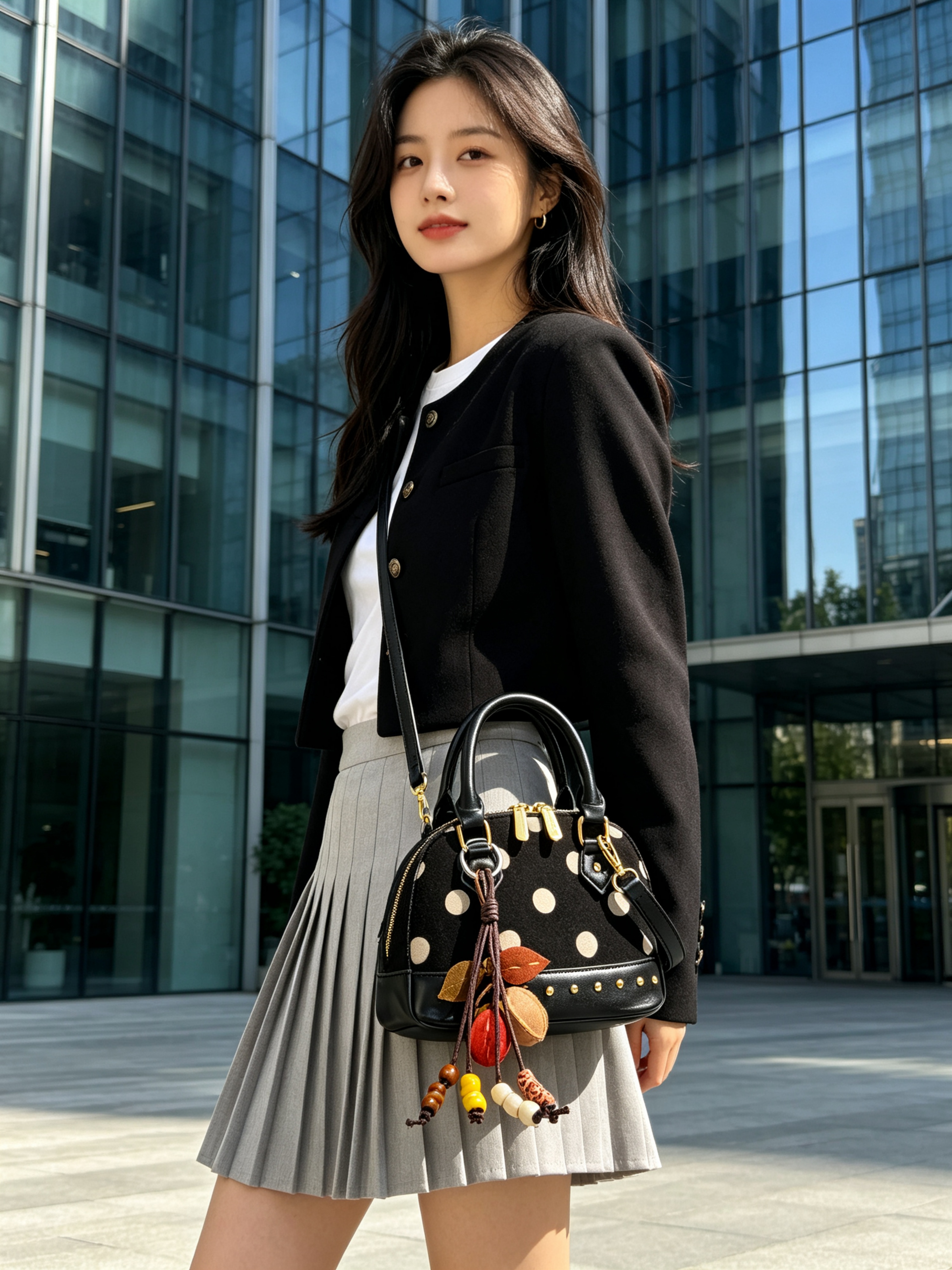 Black Polka Dot Crossbody Bag