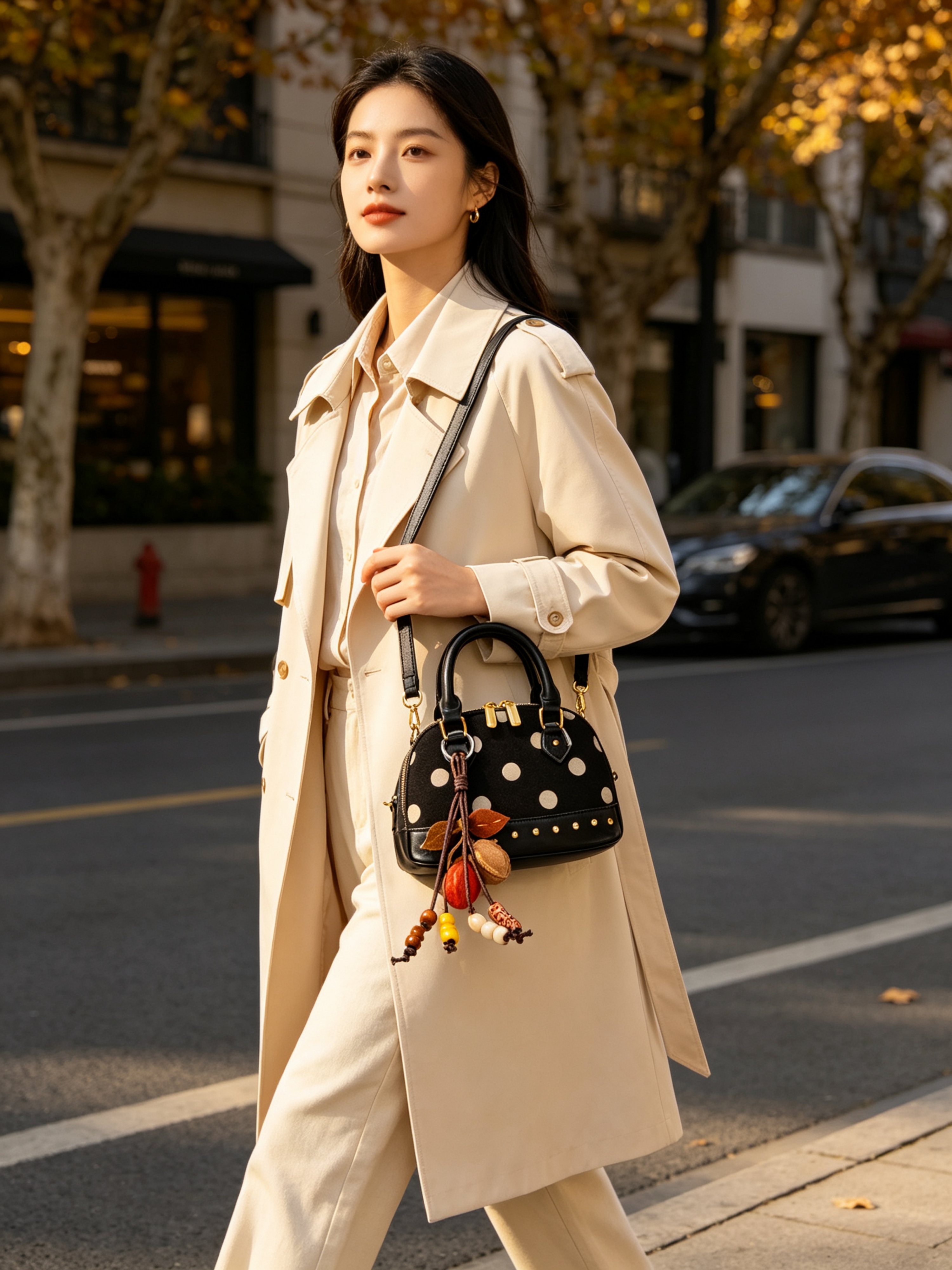Black Polka Dot Crossbody Bag