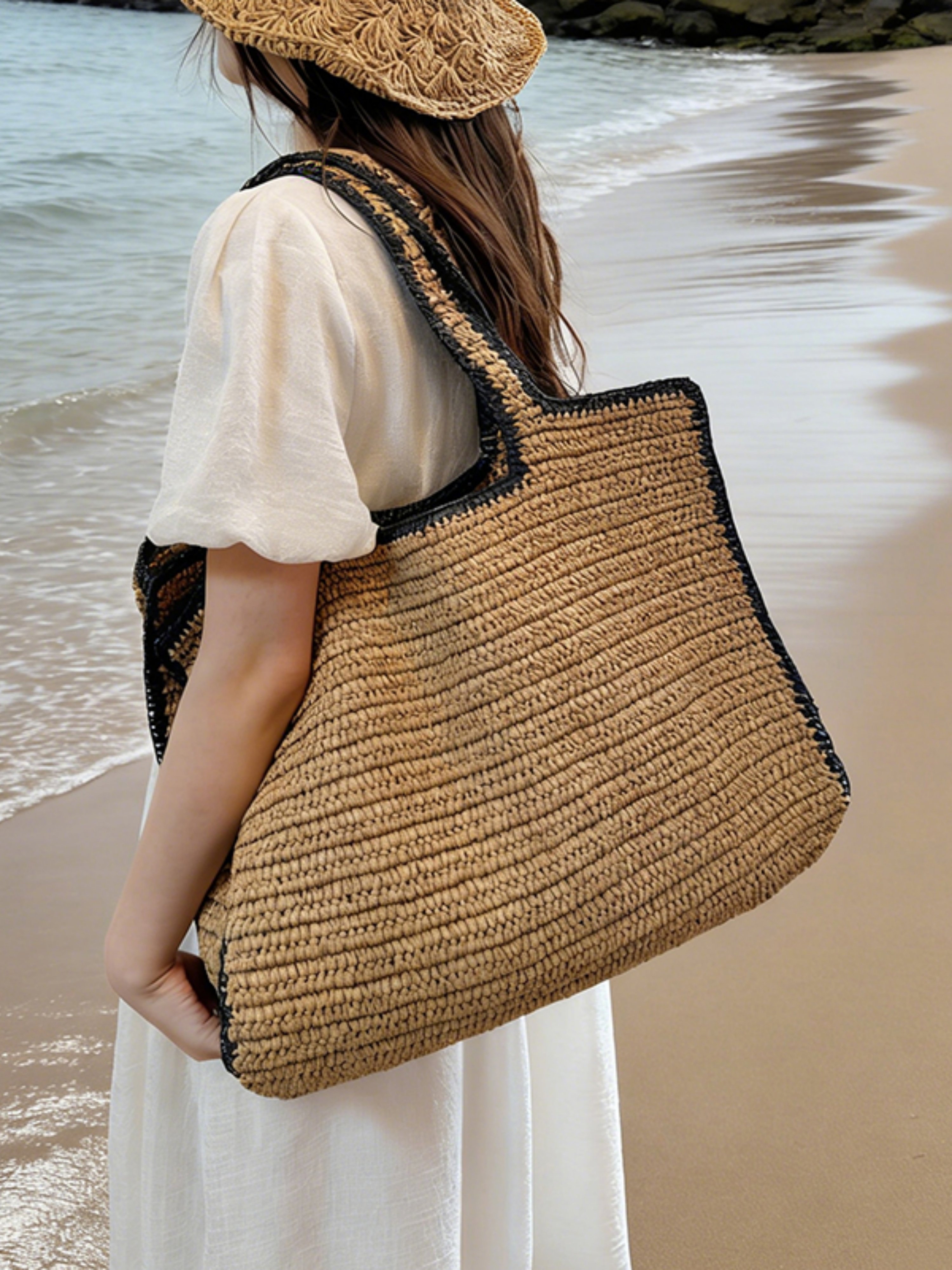 Brown Woven Beach Shoulder Bag