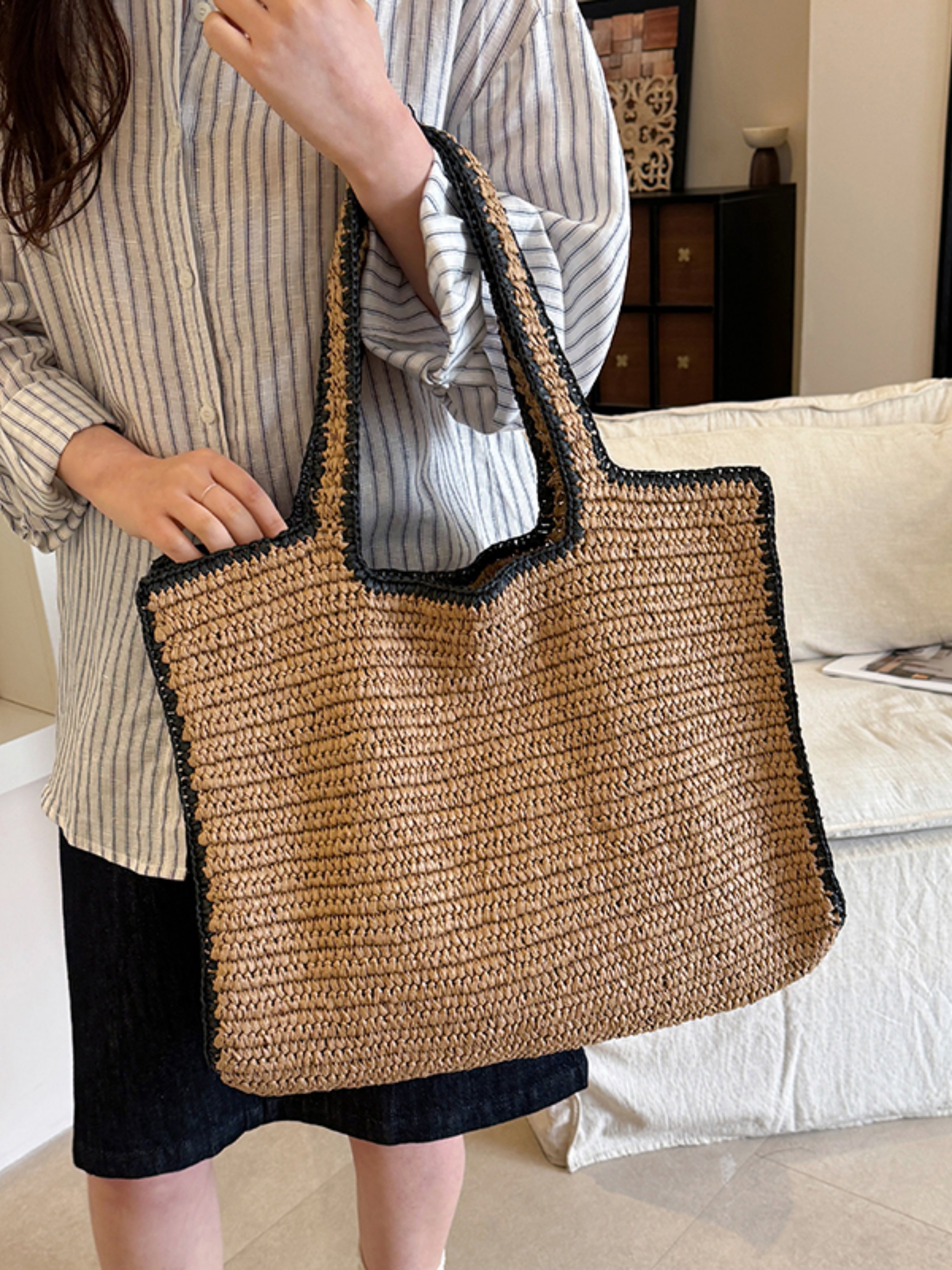 Brown Woven Beach Shoulder Bag