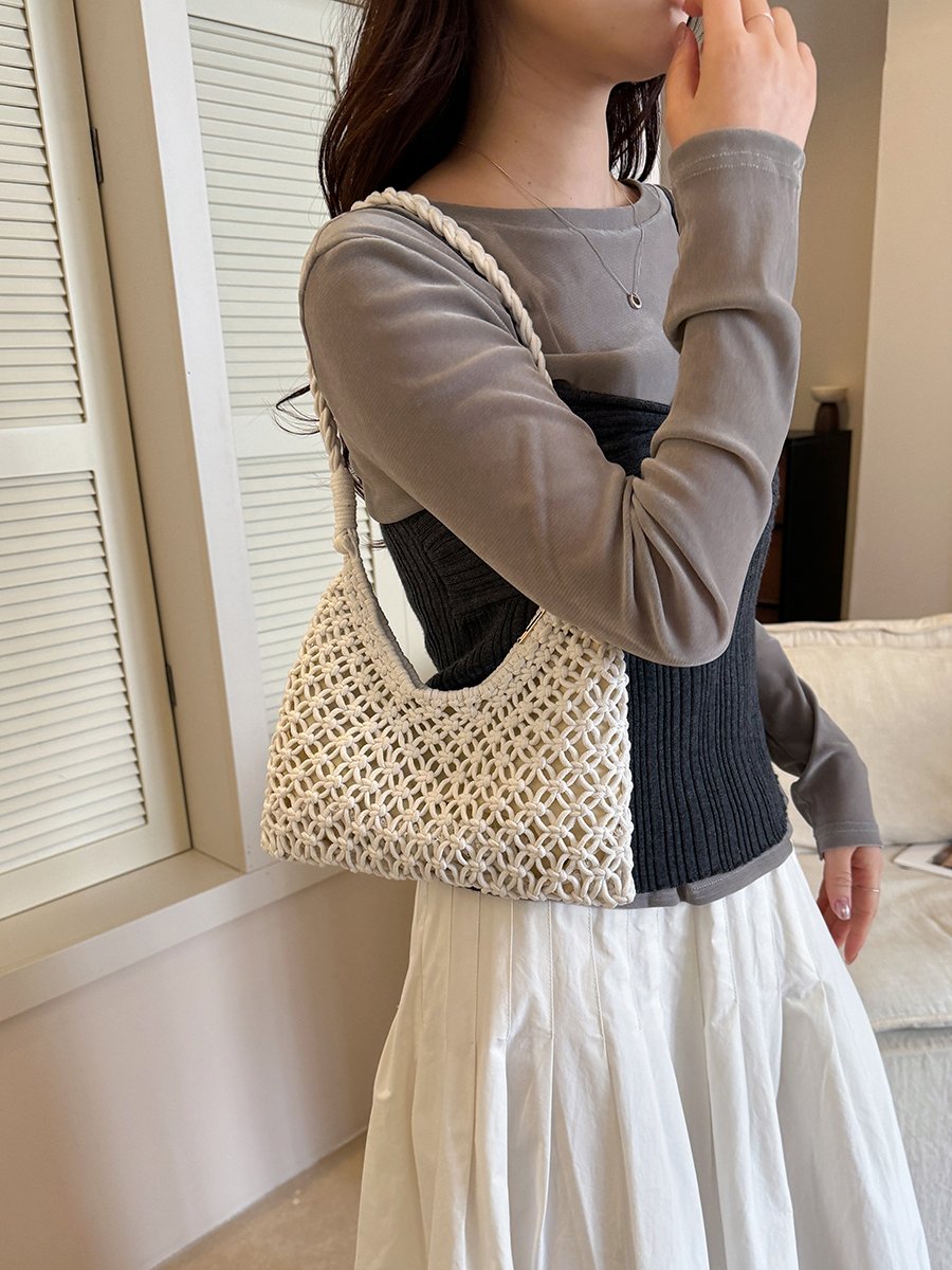 White Macrame Shoulder Bag