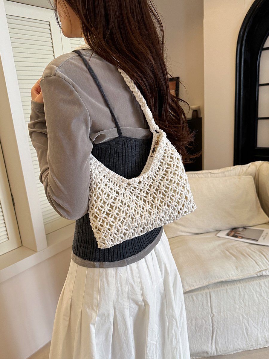 White Macrame Shoulder Bag