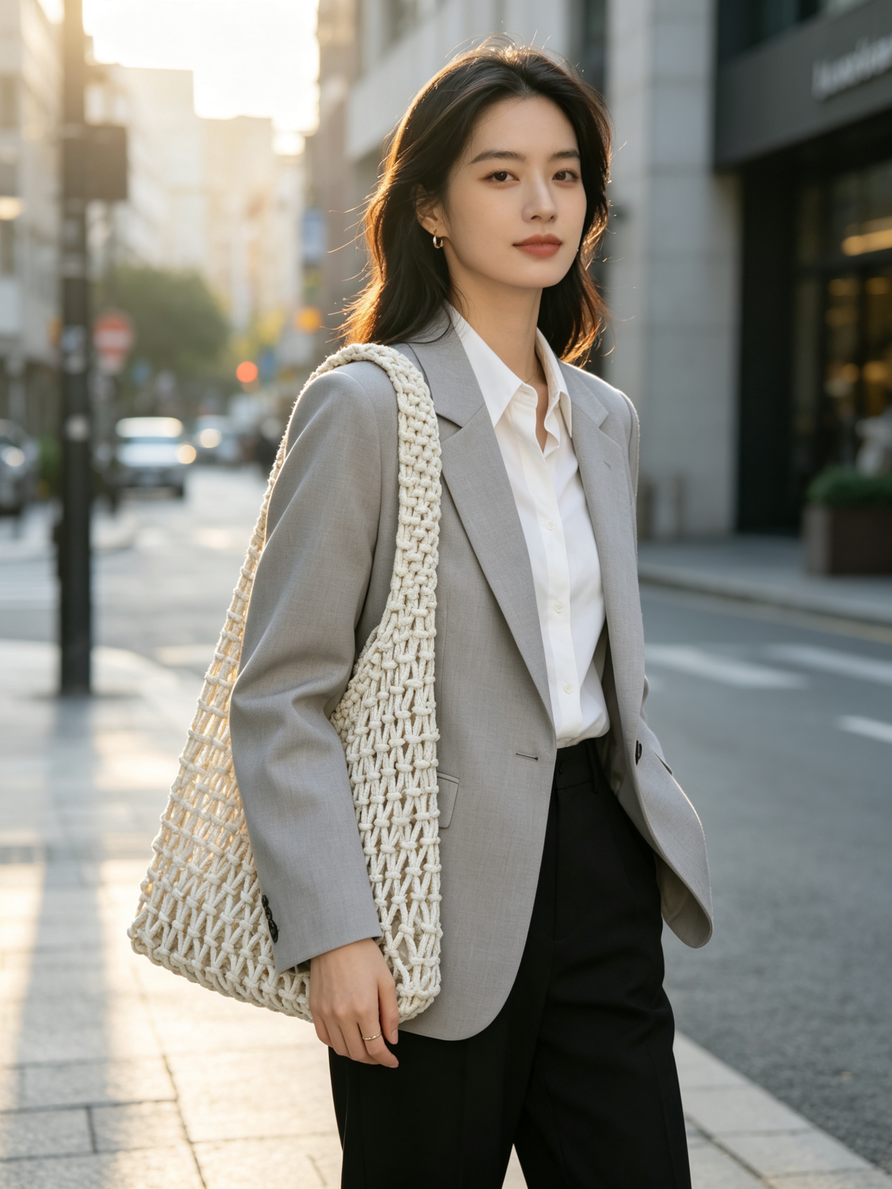 White Macrame Shoulder Bag Elegance
