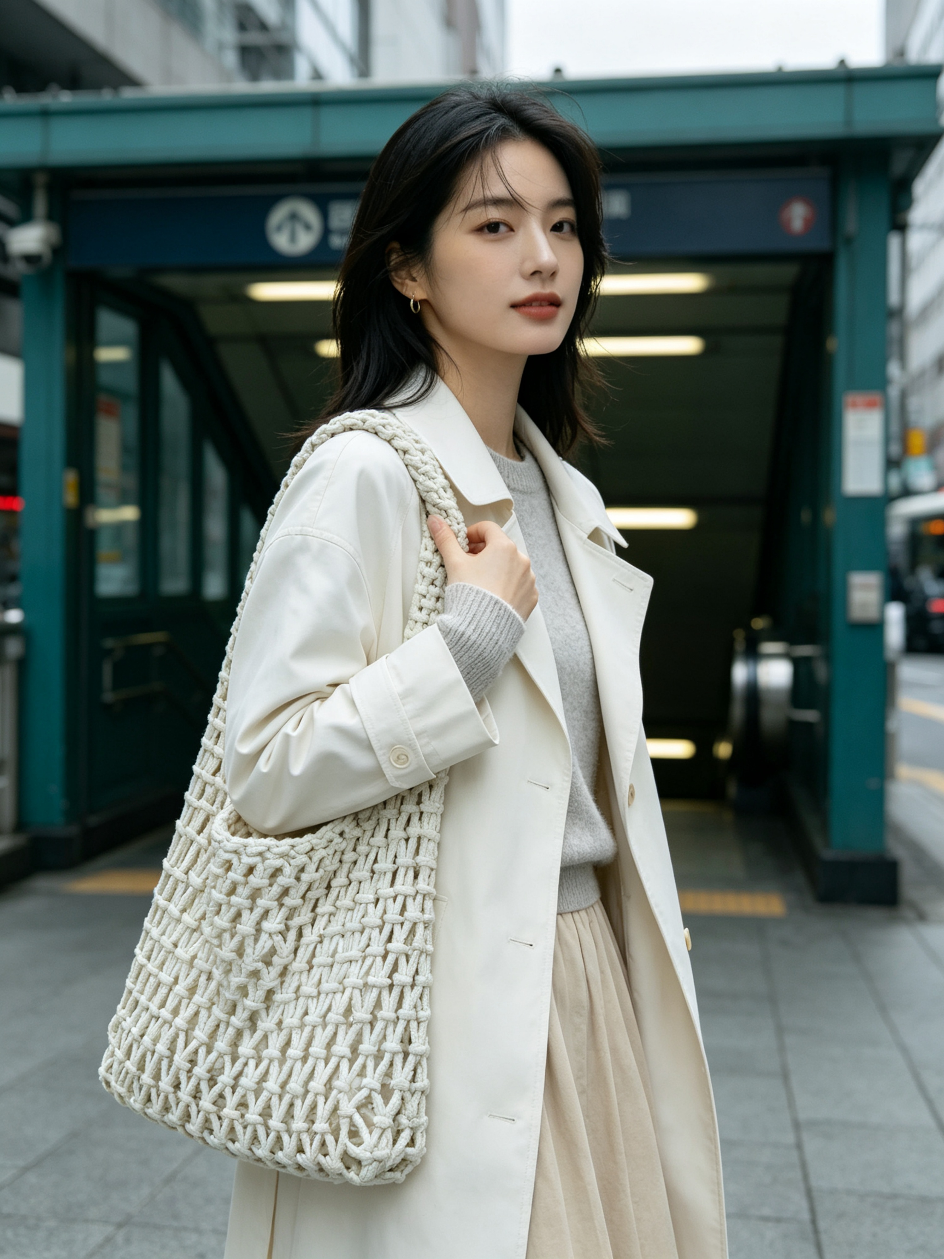 White Macrame Shoulder Bag Elegance