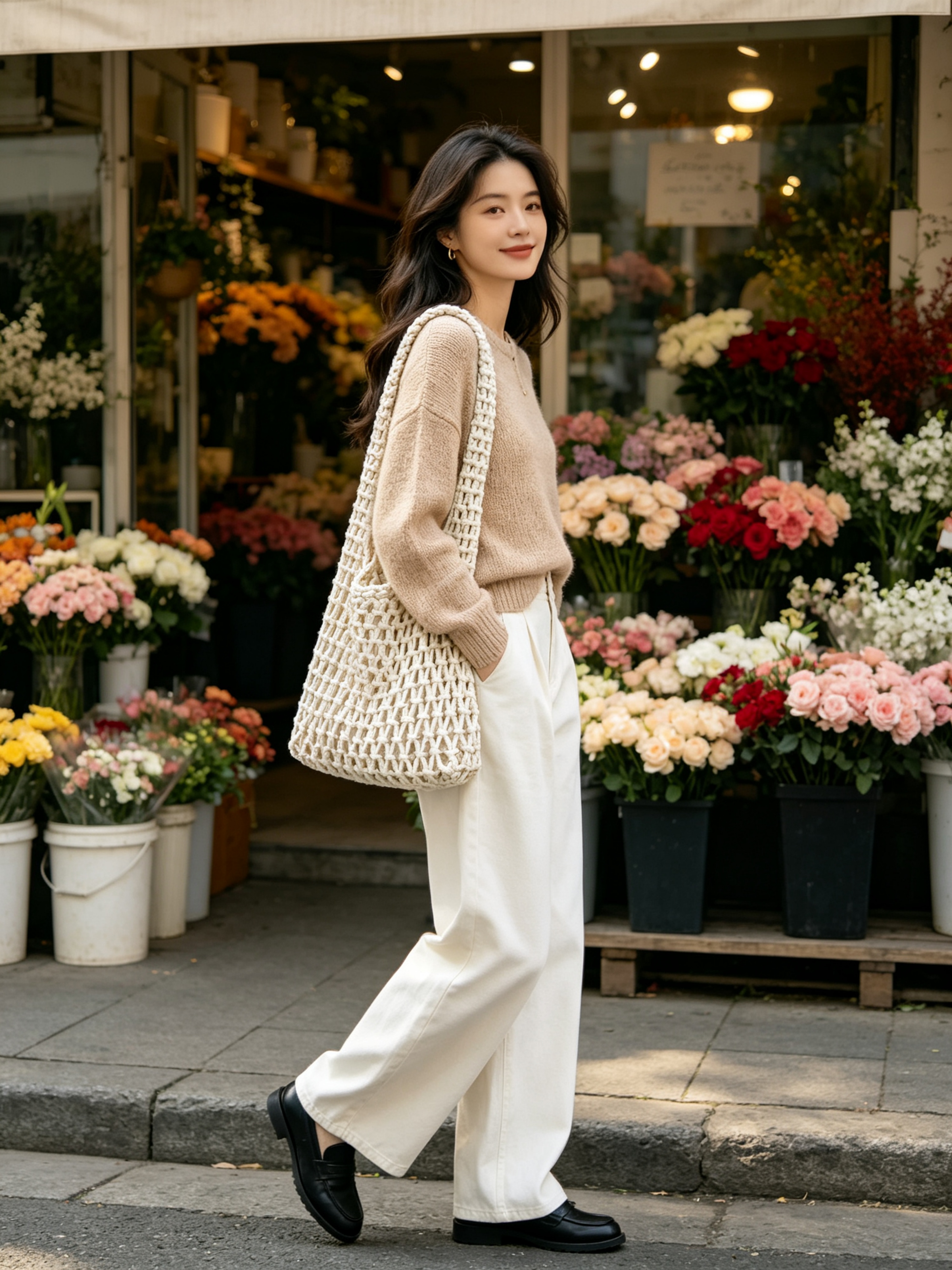 White Macrame Shoulder Bag Elegance