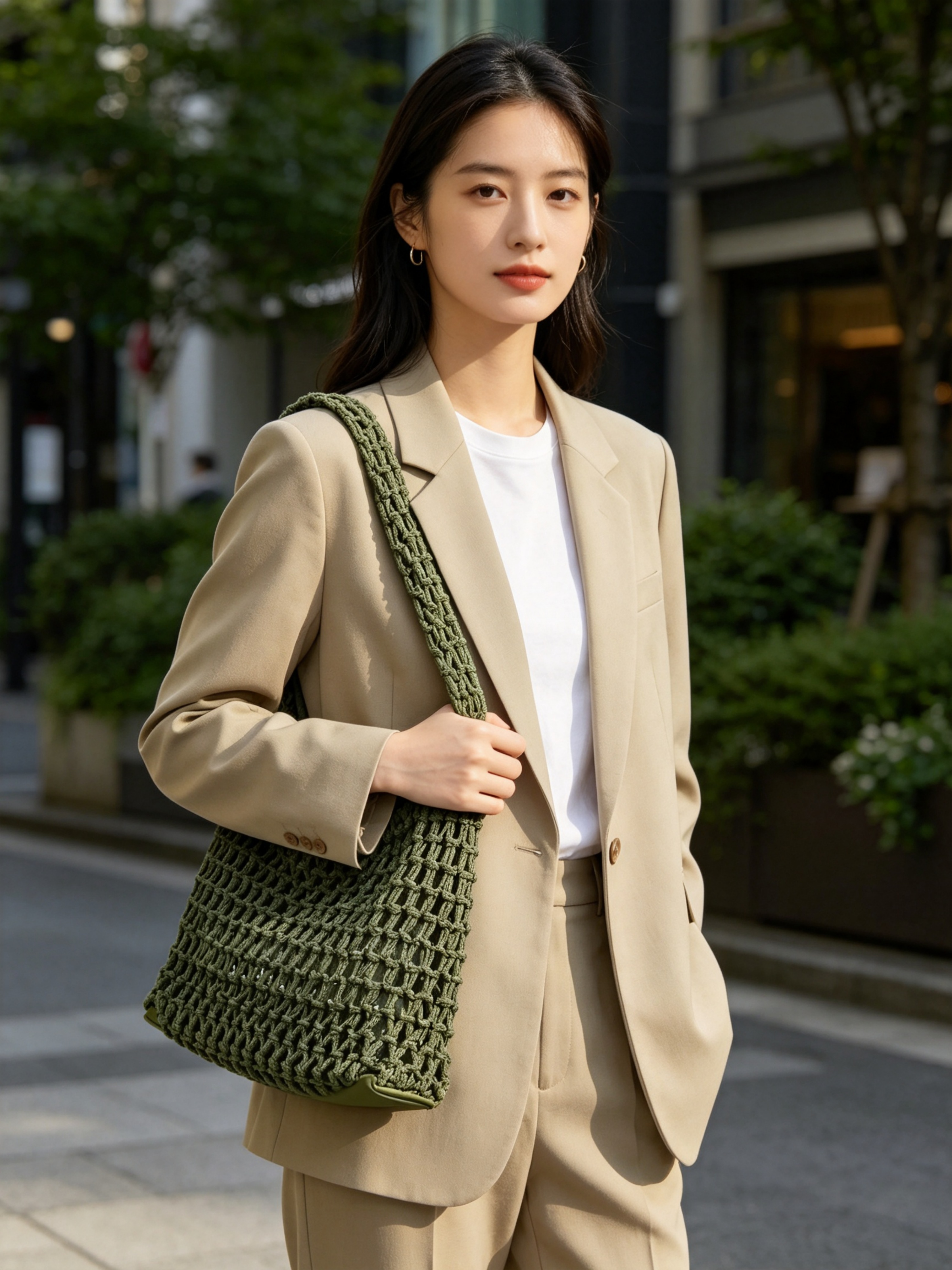 Brown Crochet Shoulder Bag