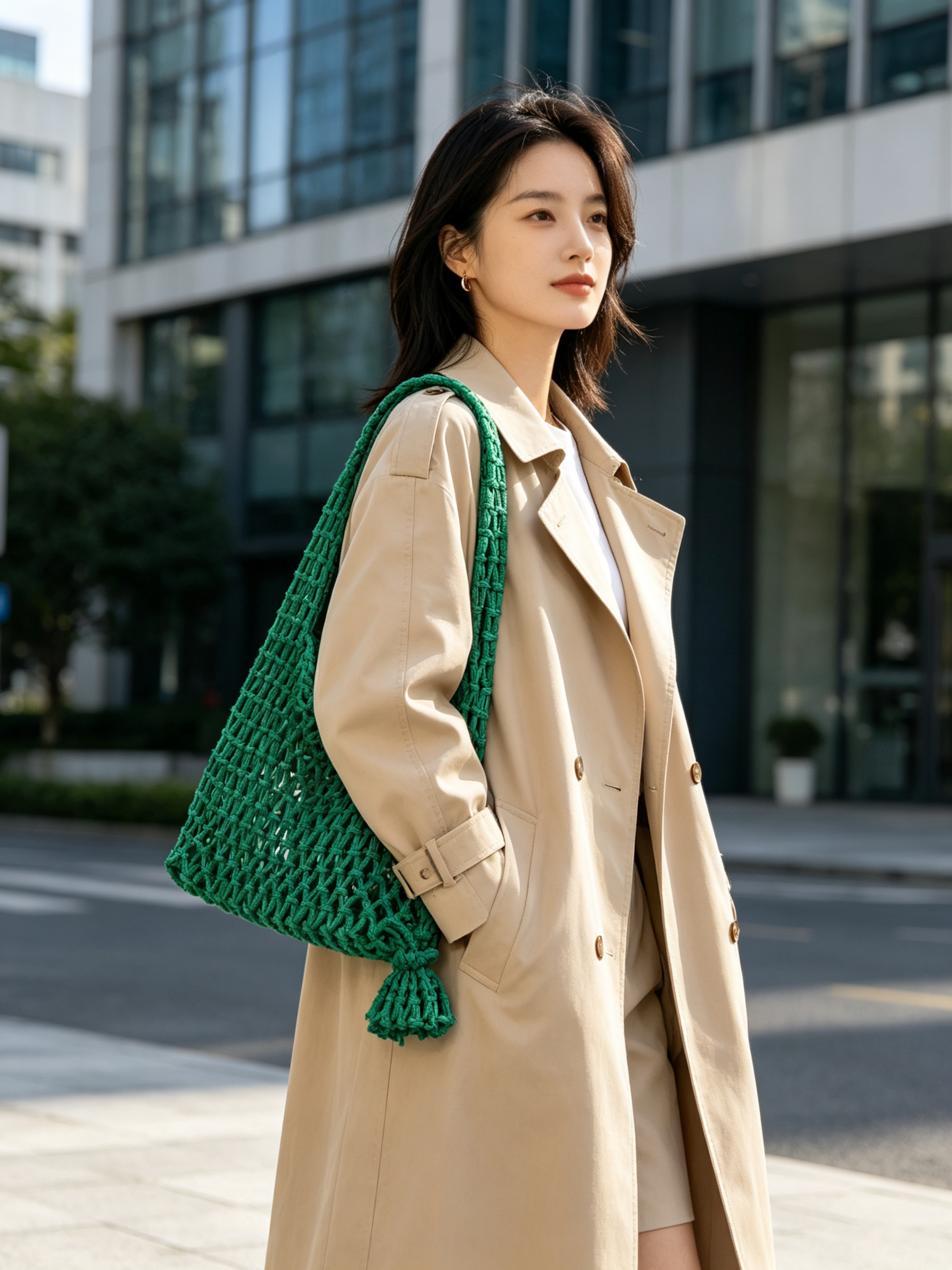 Neon Green Crochet Shoulder Bag