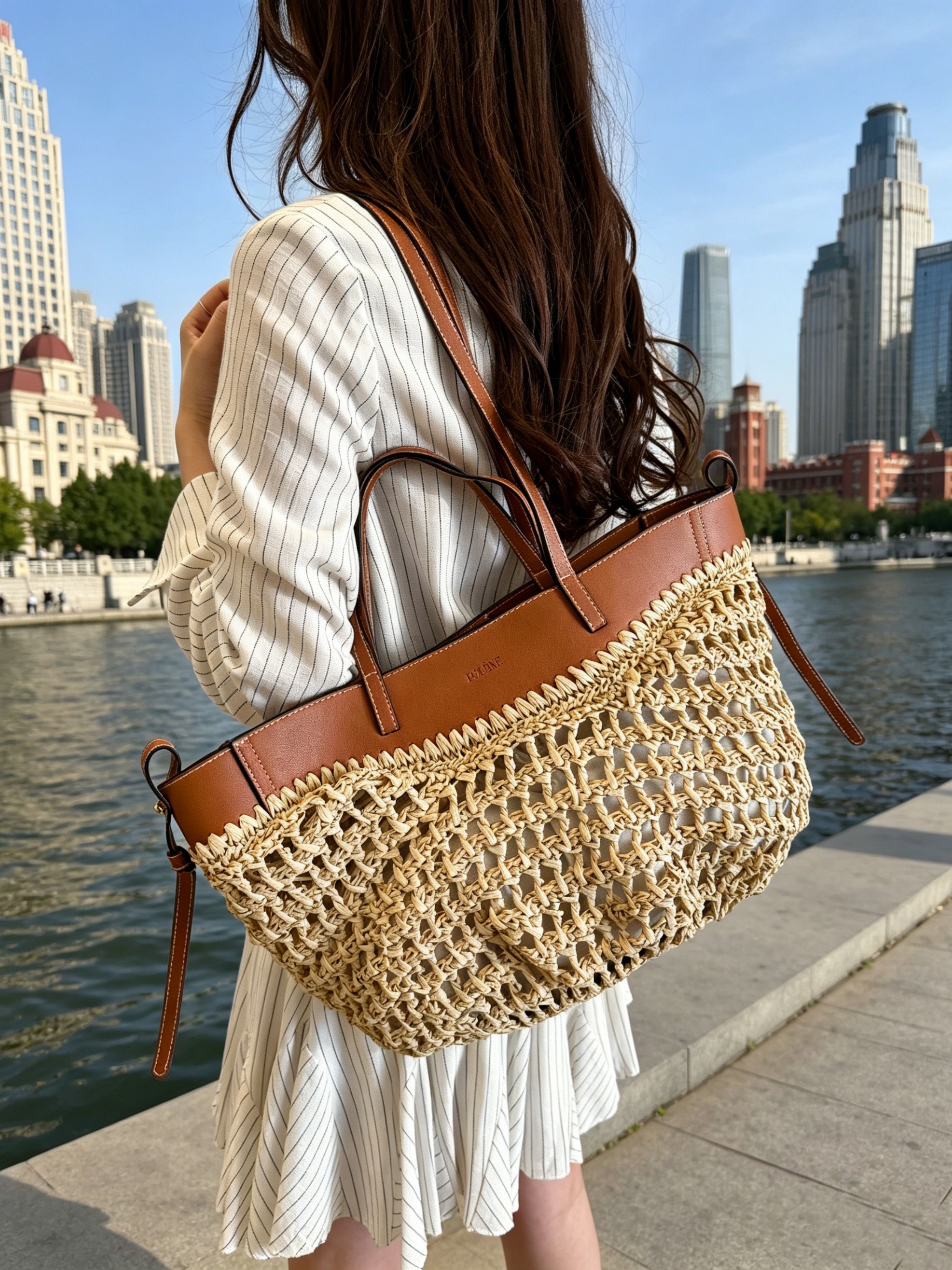 Brown Woven Shoulder Bag