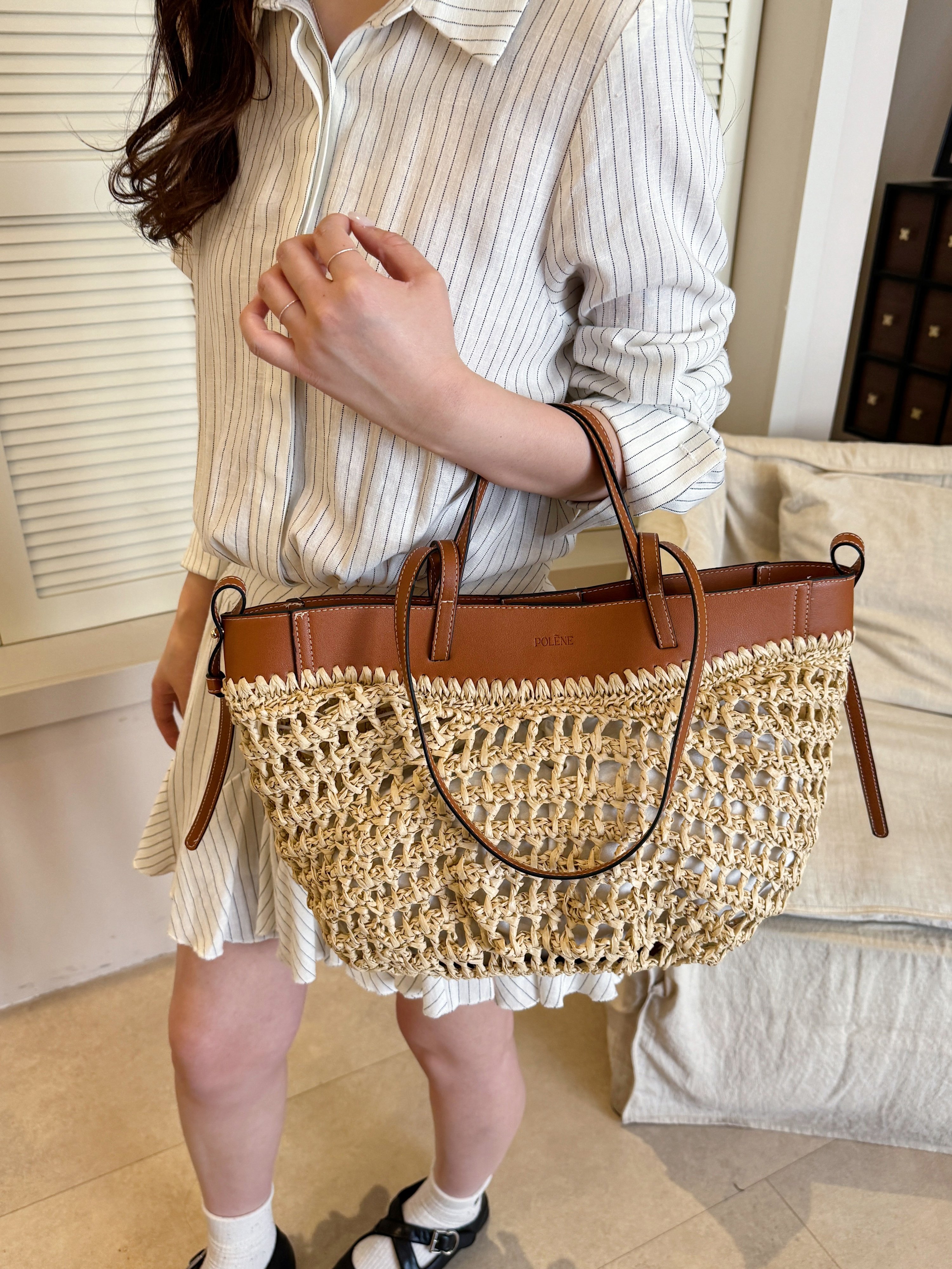 Brown Woven Shoulder Bag
