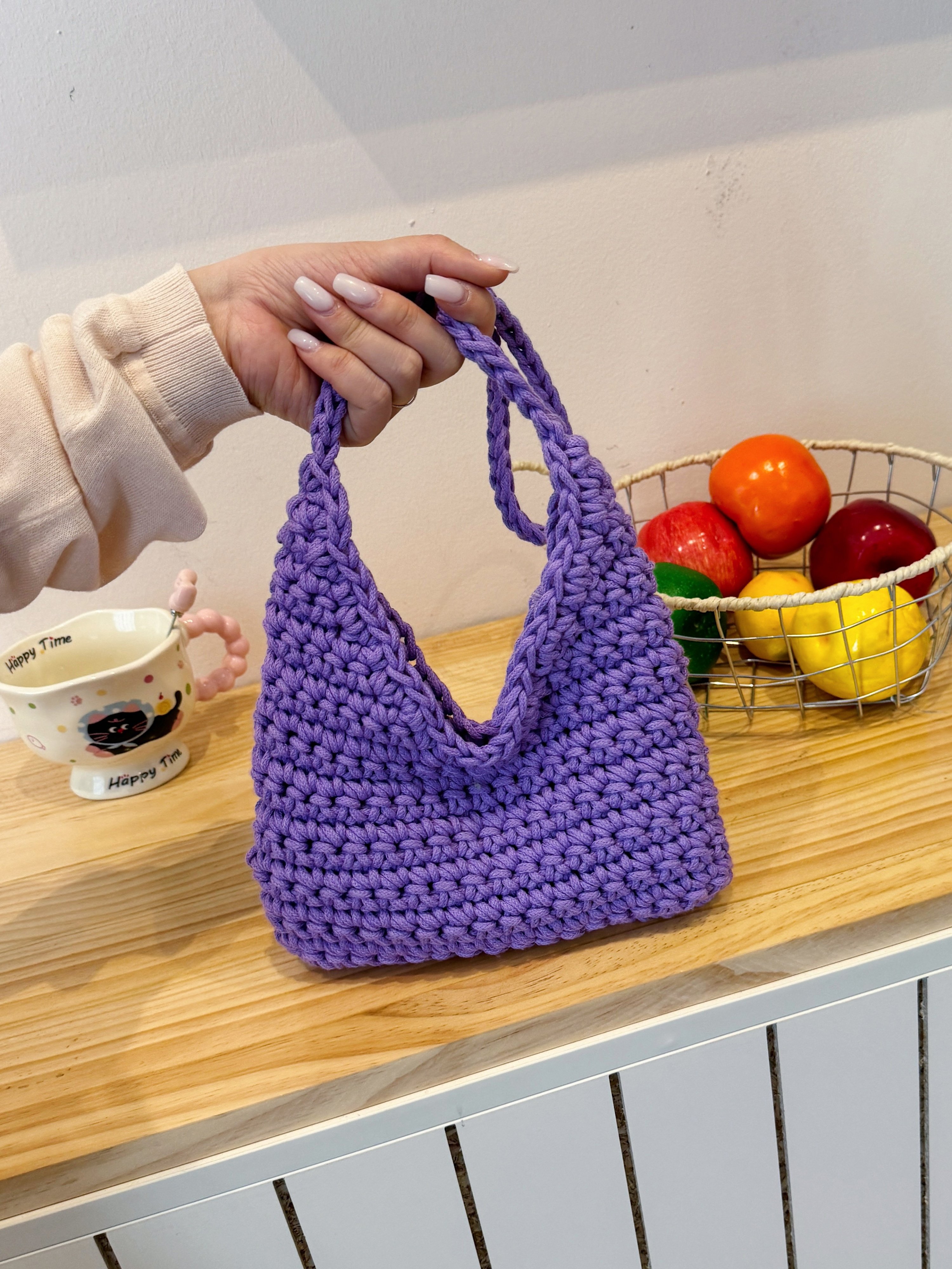 Purple Crochet Shoulder Bag