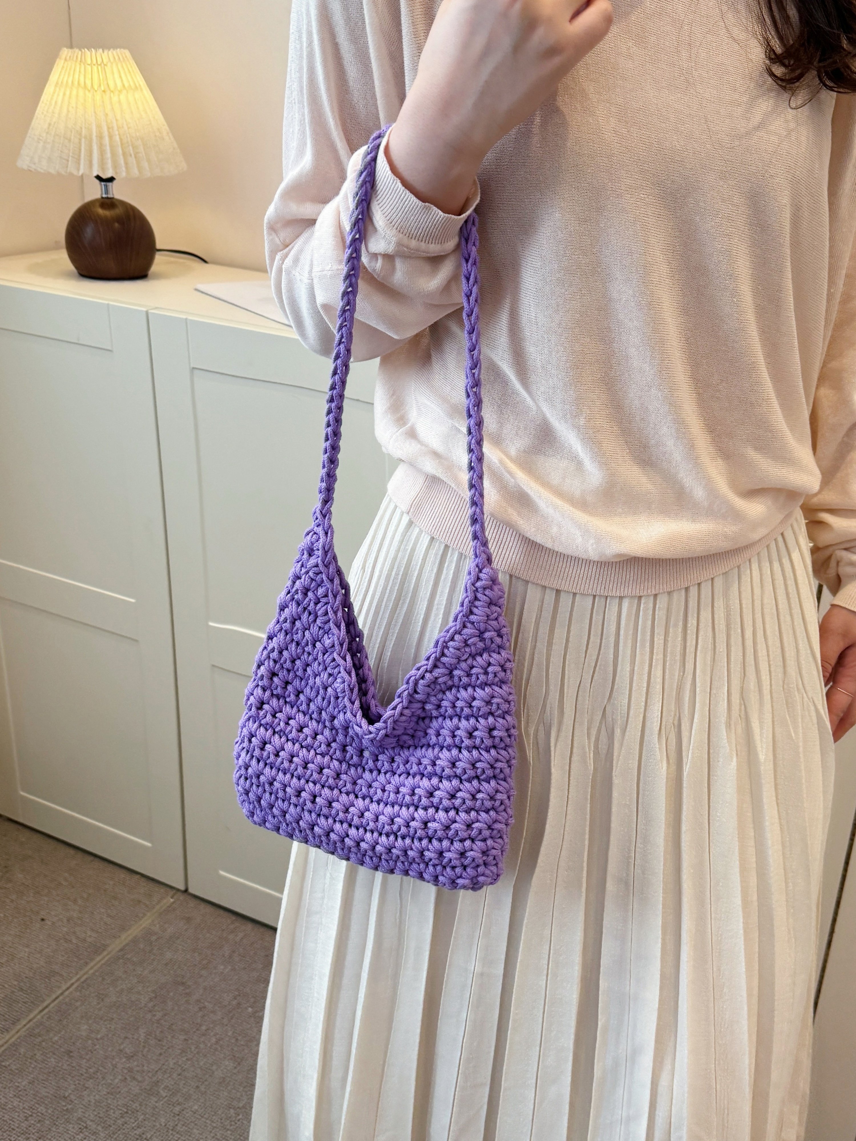 Purple Crochet Shoulder Bag