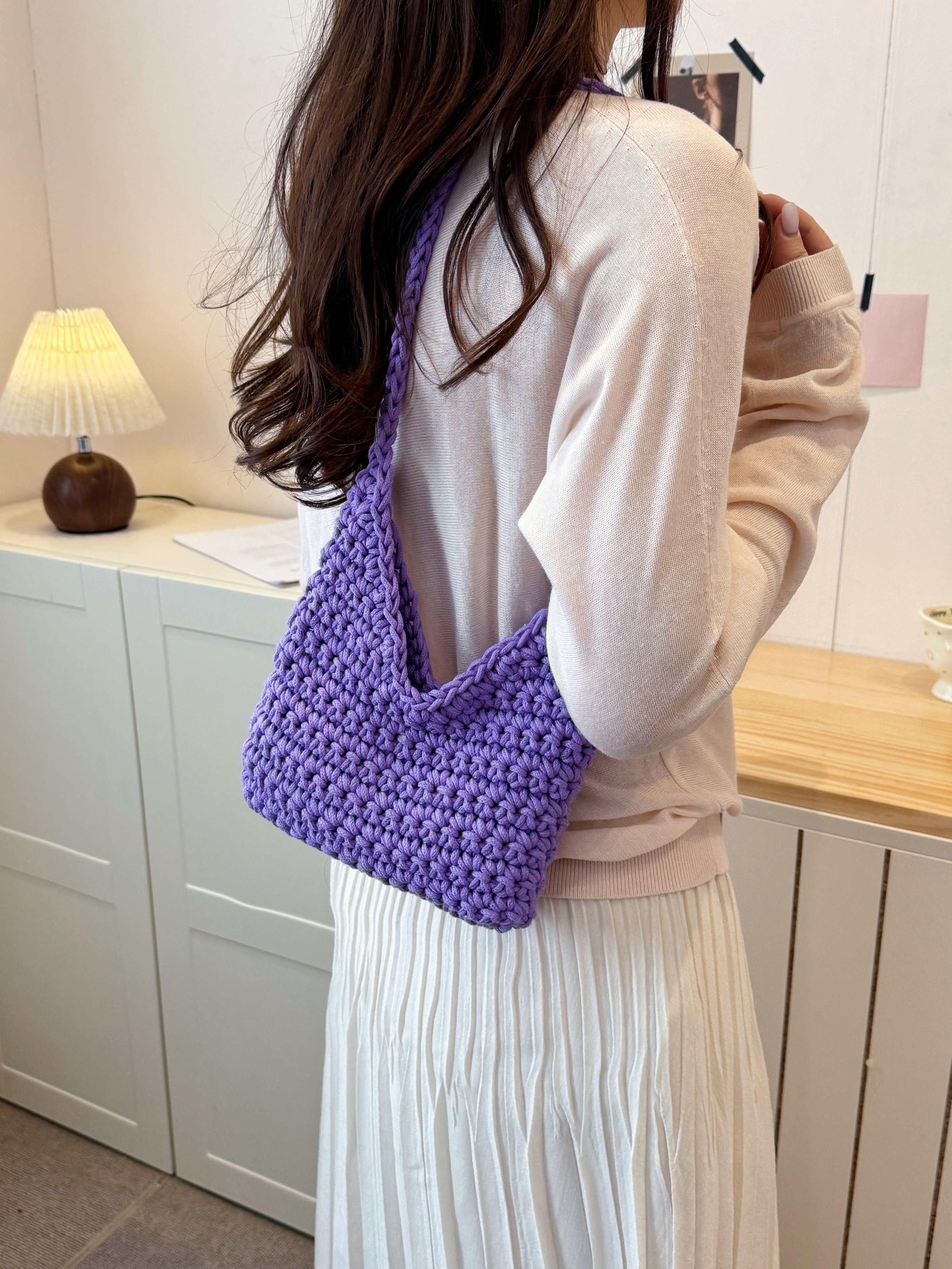 Purple Crochet Shoulder Bag